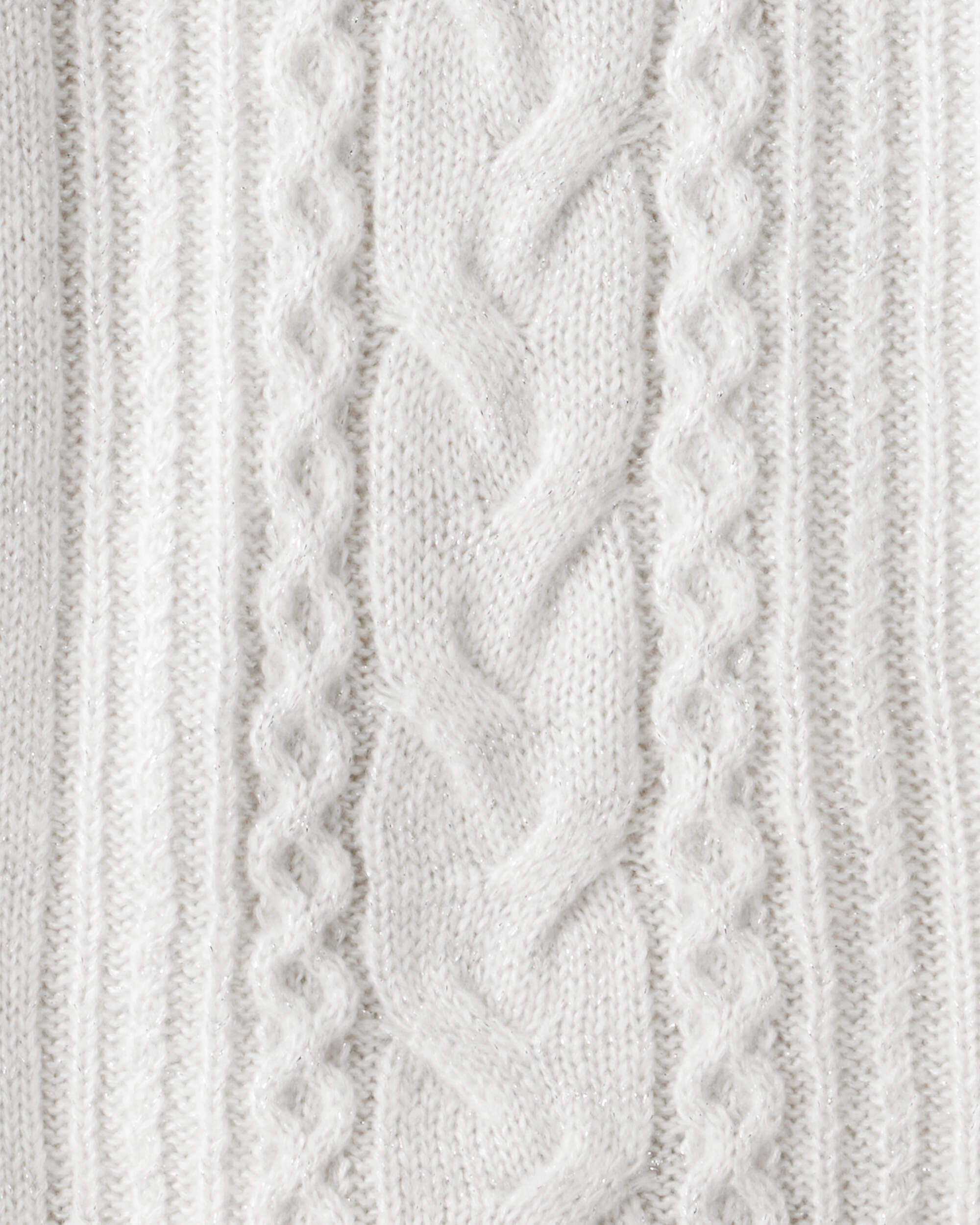 Girls Cable Knit Long-Sleeve Dress - Ivory