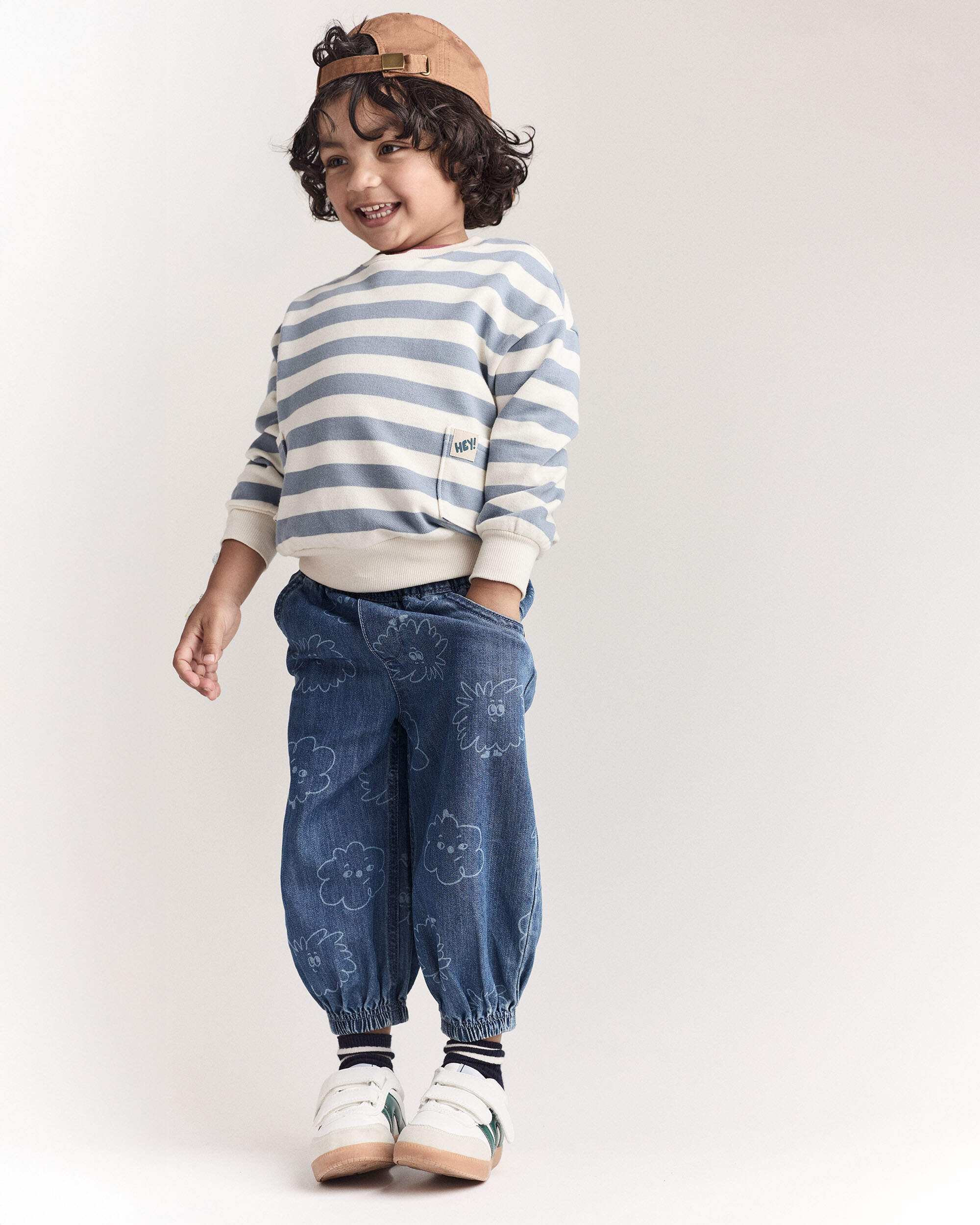 Toddler Striped Otter Sweatshirt™ with Pockets - Blue/Cream