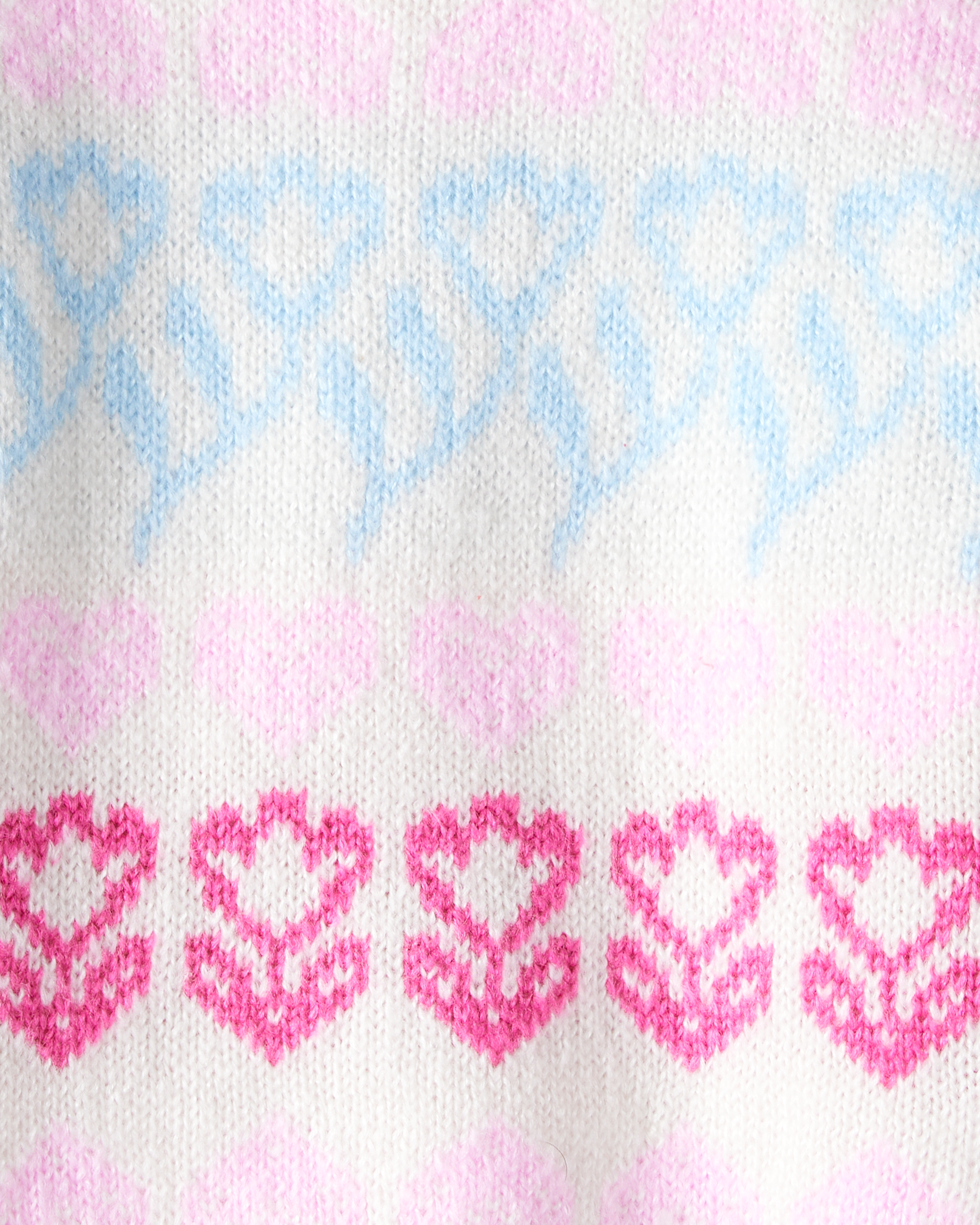 Toddler Girl Floral Fairisle Sweater - Pink/White