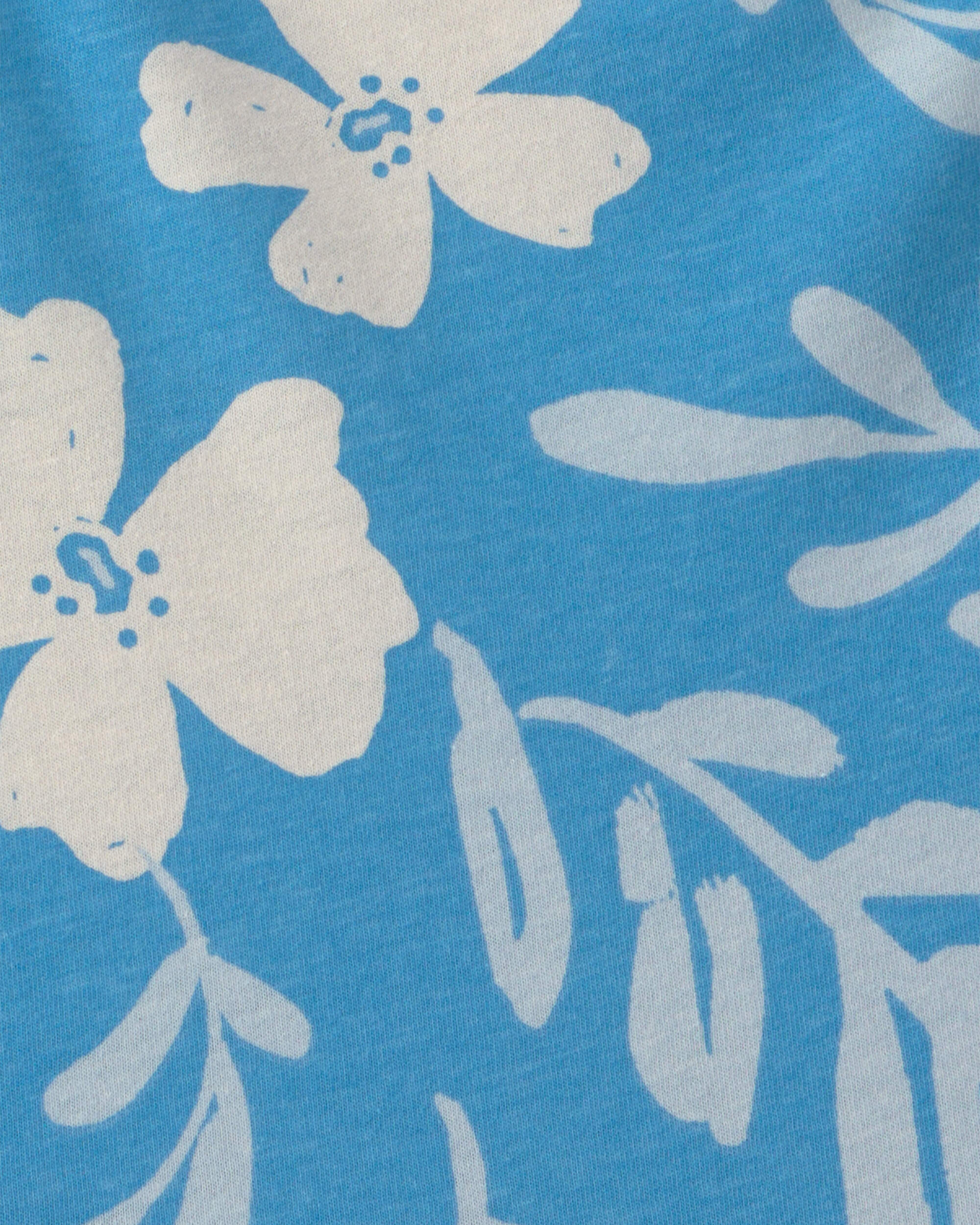 Girls Tropical Floral Romper - Blue