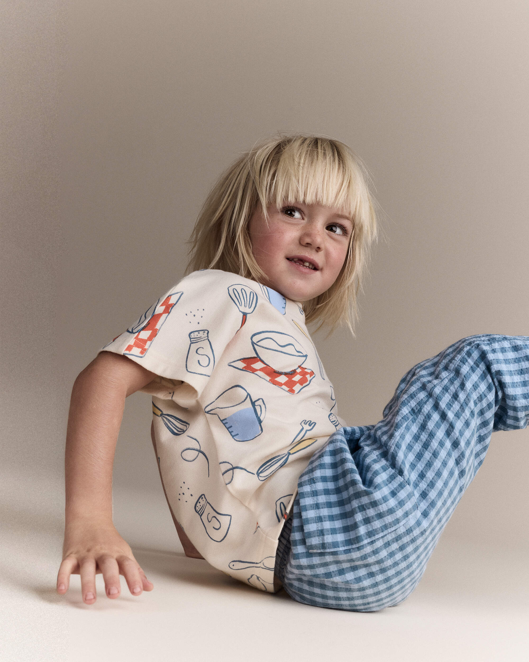 Toddler Dolman Tee Baking Print - Cream