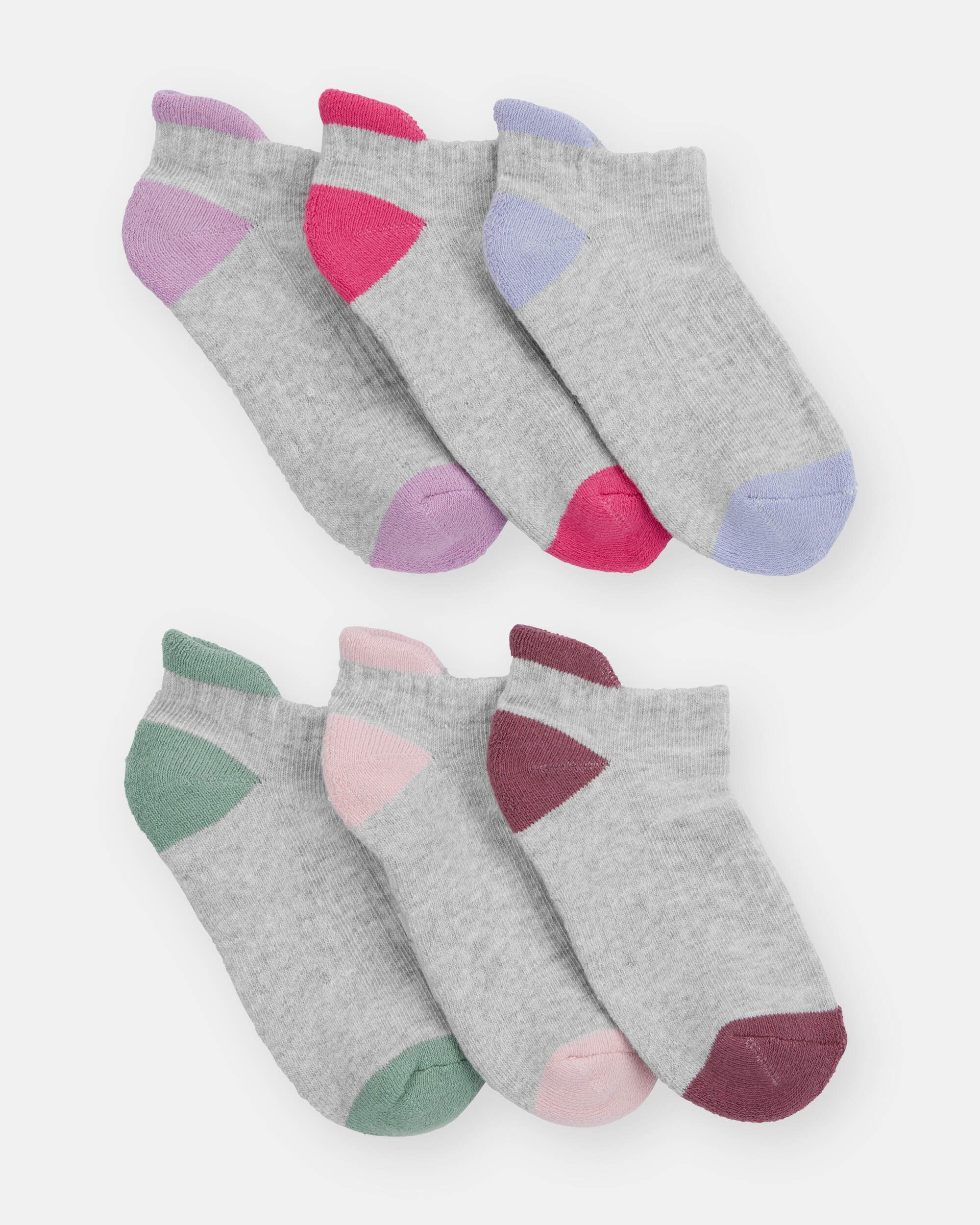 Girls 6-Pack No Show Socks - Gray