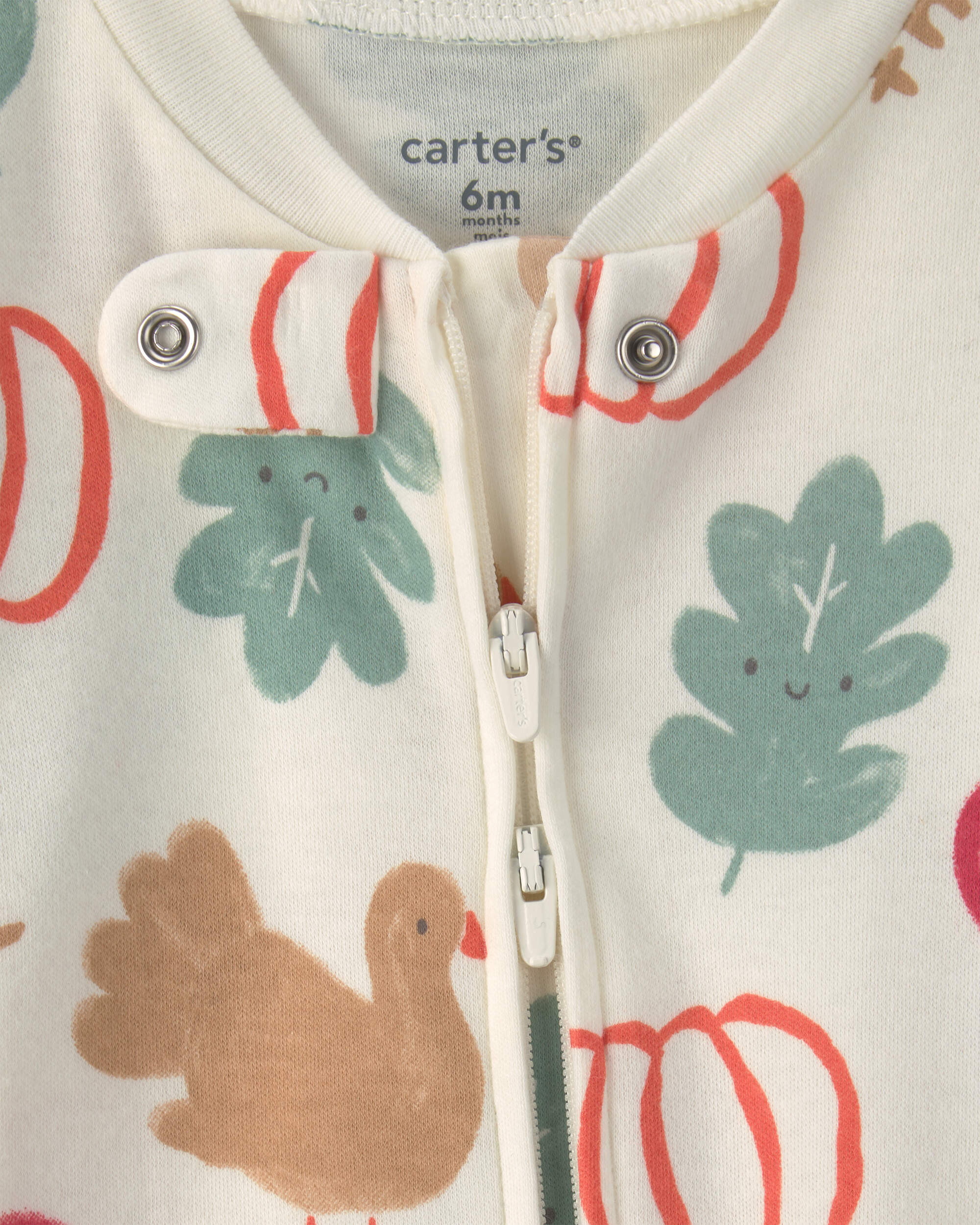 Baby Thanksgiving 100% Cotton 2-Way Zip Sleeper - Cream