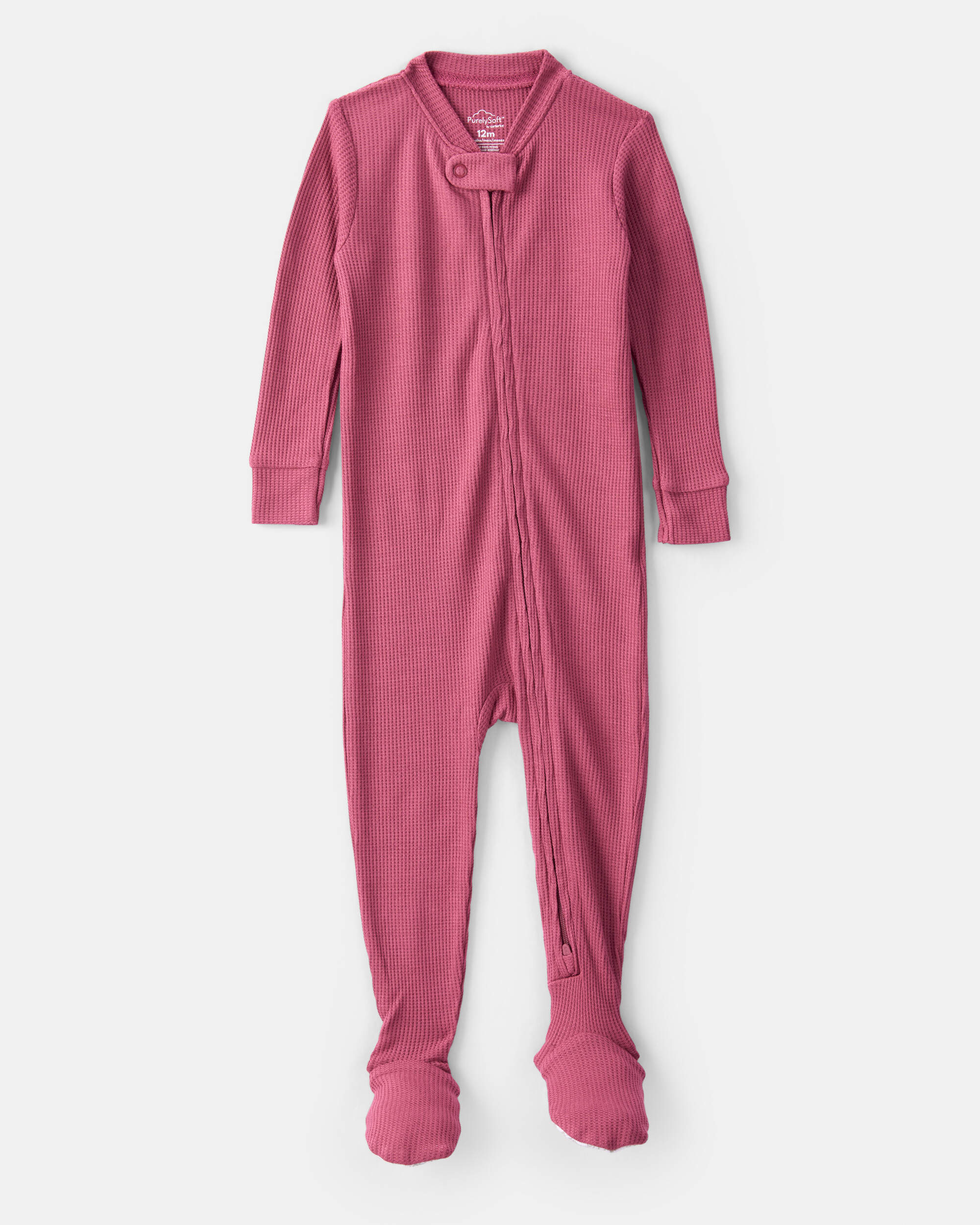 Baby Girl PurelySoft Long-Sleeve 2-Way Zip 1-Piece pyjamas - Pink