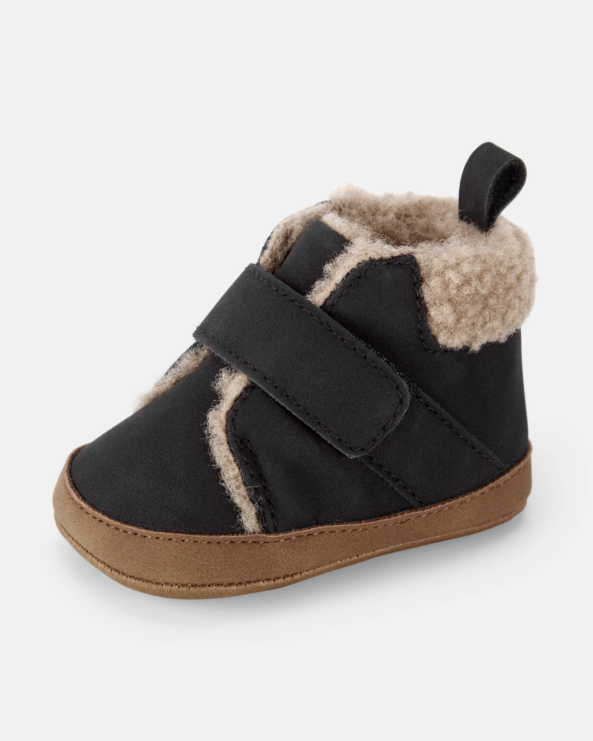 Baby Boy Sherpa Boots - Black/Brown