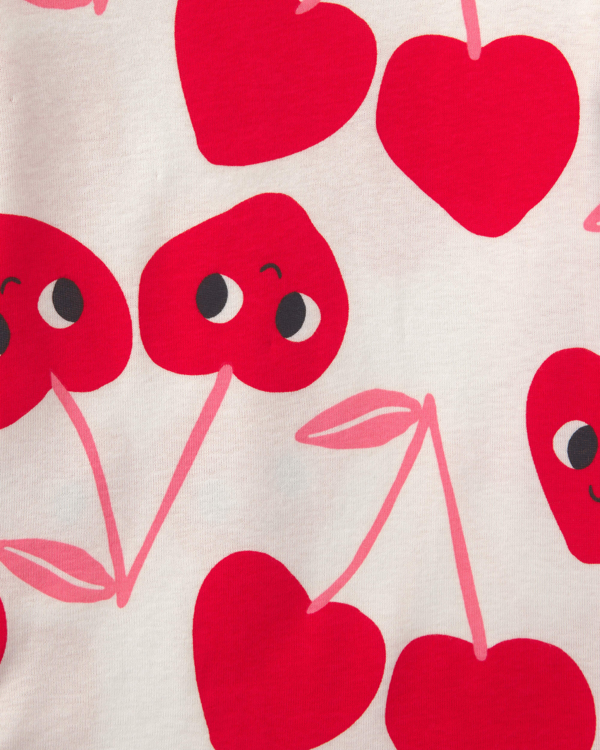 Toddler Girl 4 PC Cotton Pyjamas Red Cherries Pink Hearts
