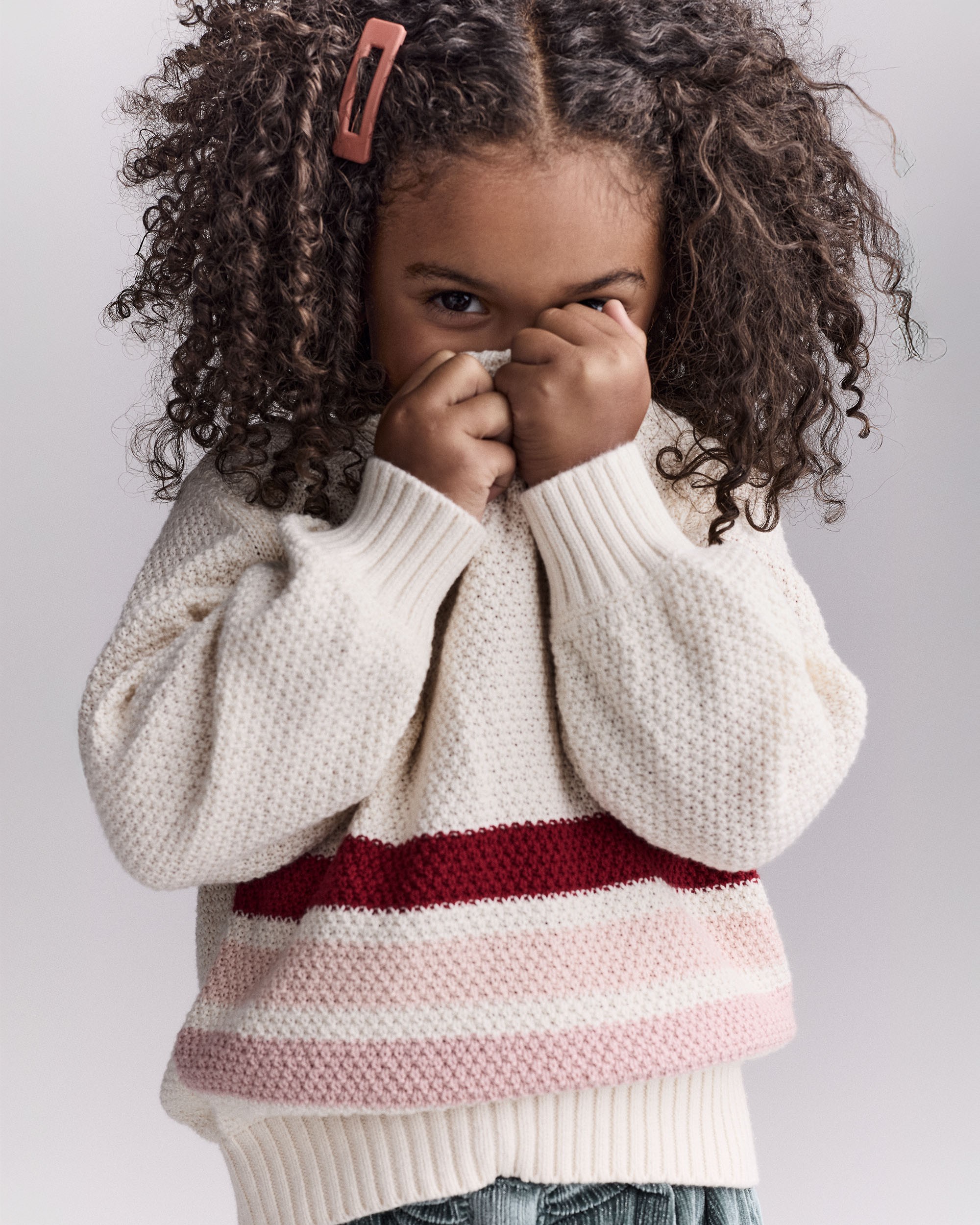 Toddler Girl Striped Pullover Sweater - Ivory