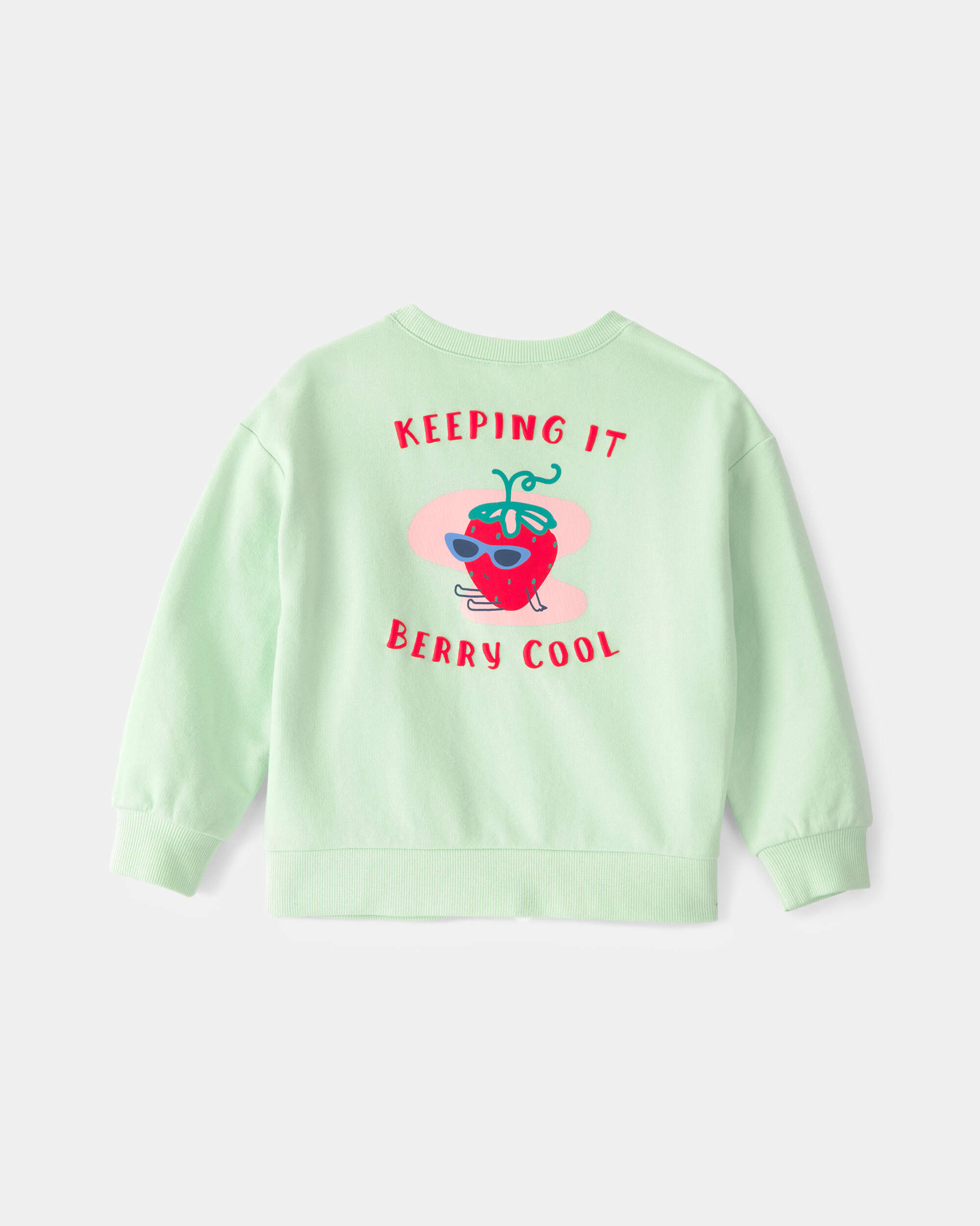 Toddler Girl Strawberry French Terry Pullover Sweatshirt - Green
