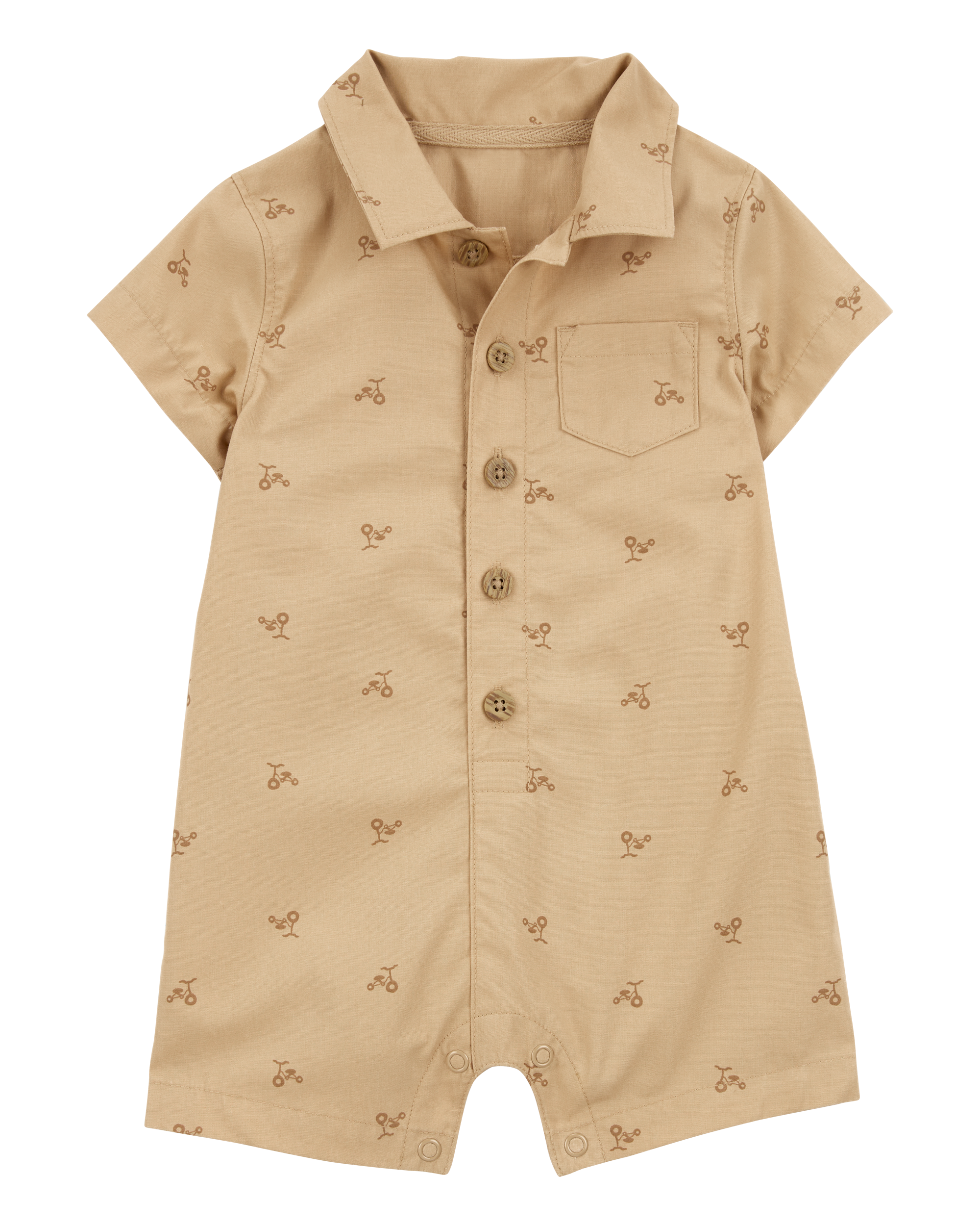 Baby Button-Front Romper - Tan
