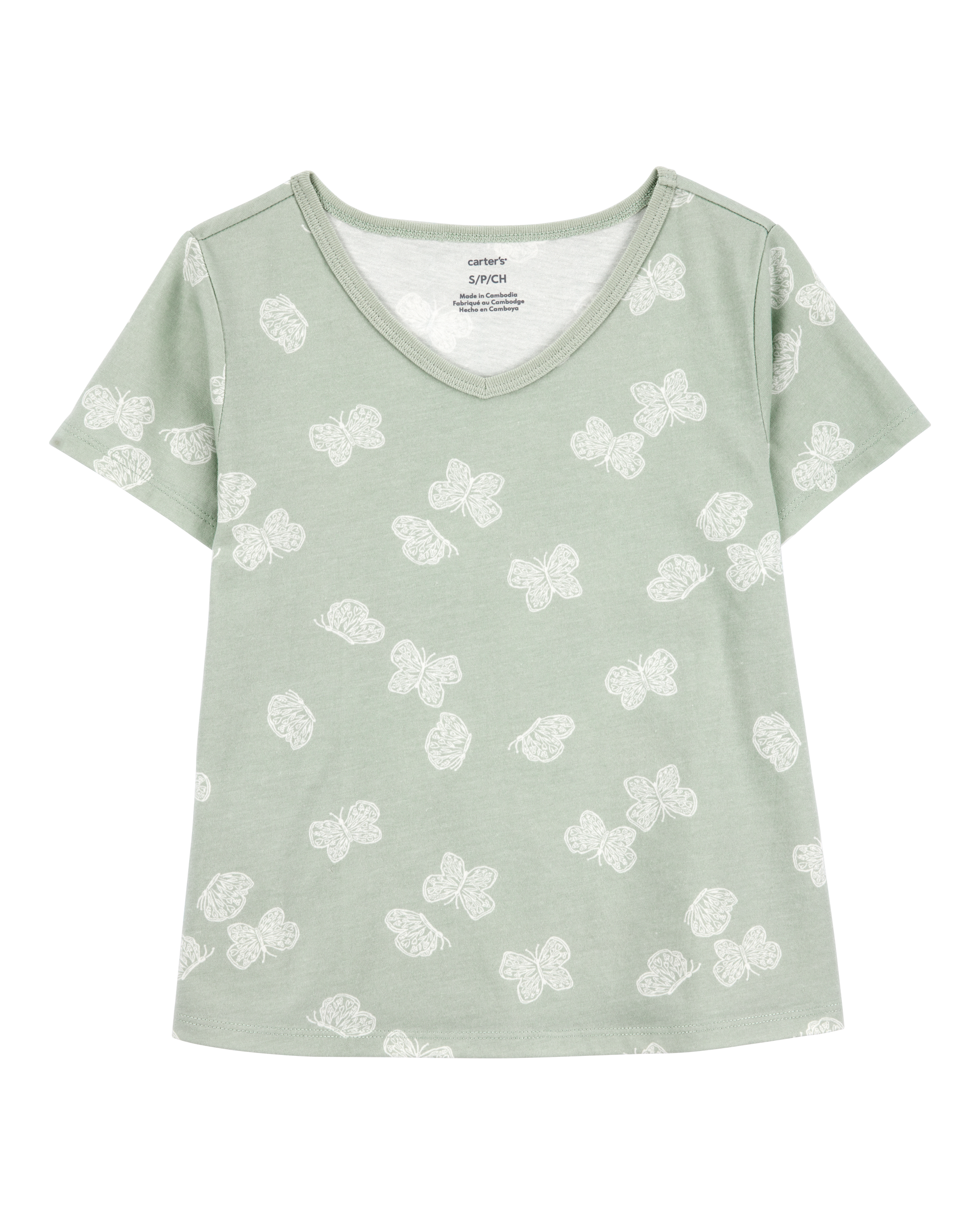 Kid Floral Short-Sleeve Fashion Top - Green