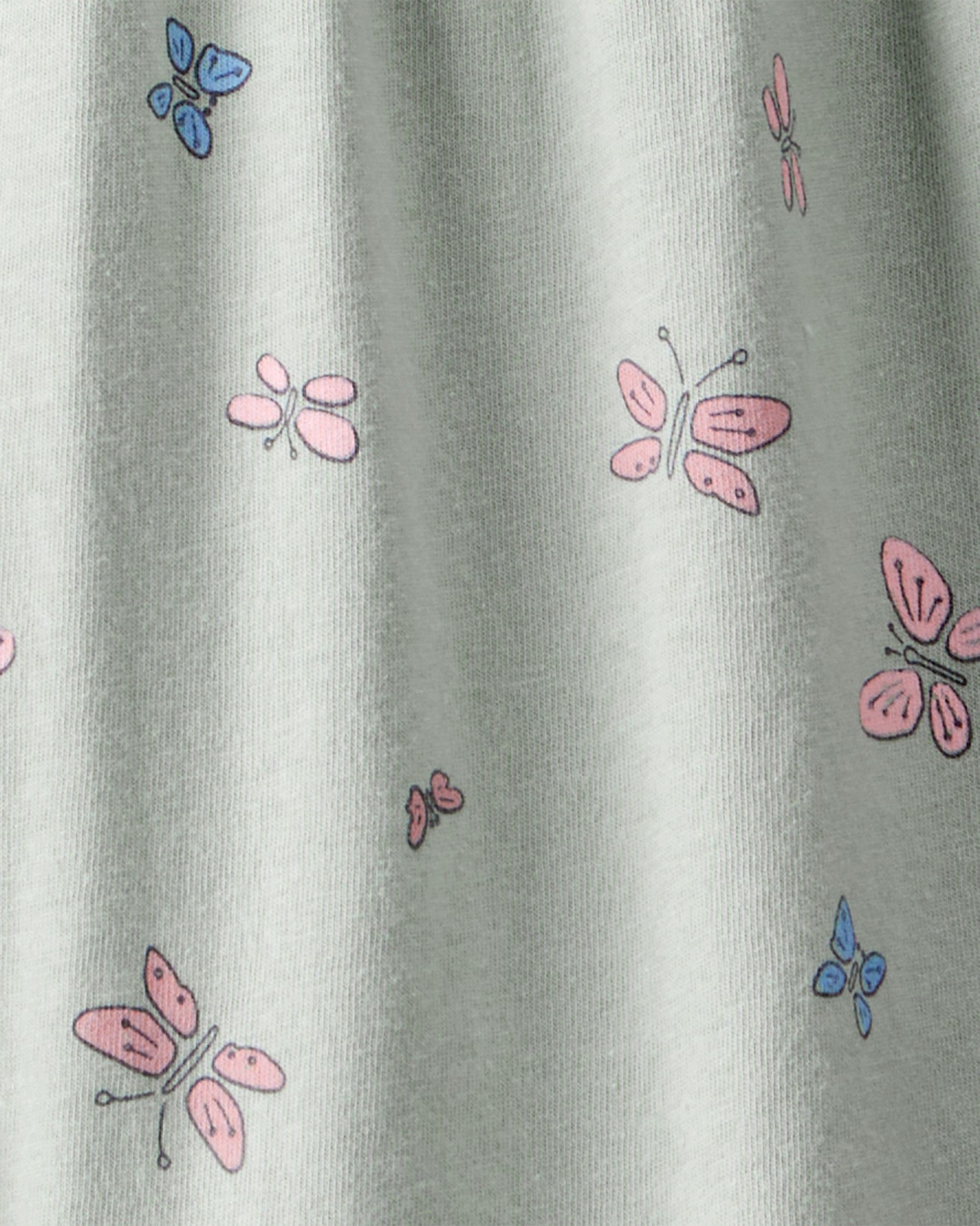 Baby Girl Butterfly Ruffle Cotton Long-Sleeve Jumpsuit - Green