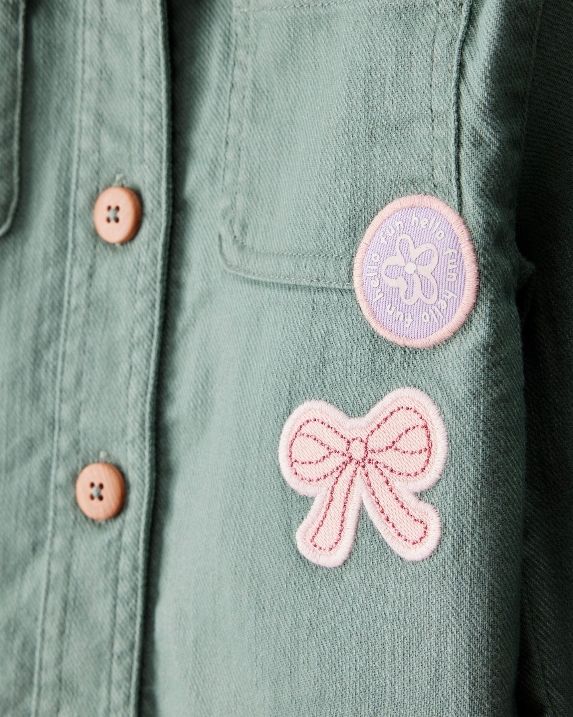 Toddler Girl Patchwork Cotton Long-Sleeve Utility Fashion Jacket - Green