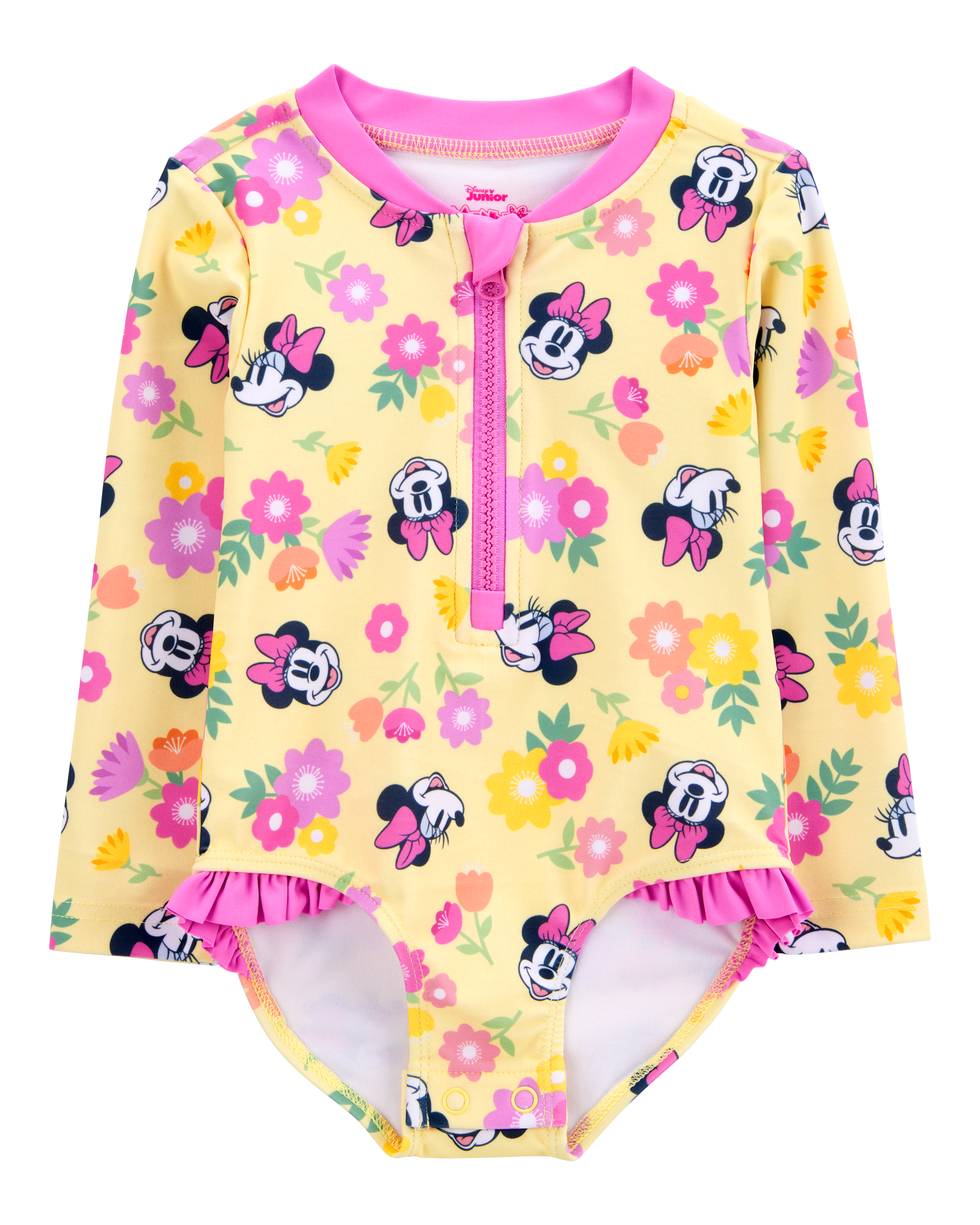 Baby Disney© Minnie Mouse 1-Piece Rashguard Swimsuit - Yellow/Pink