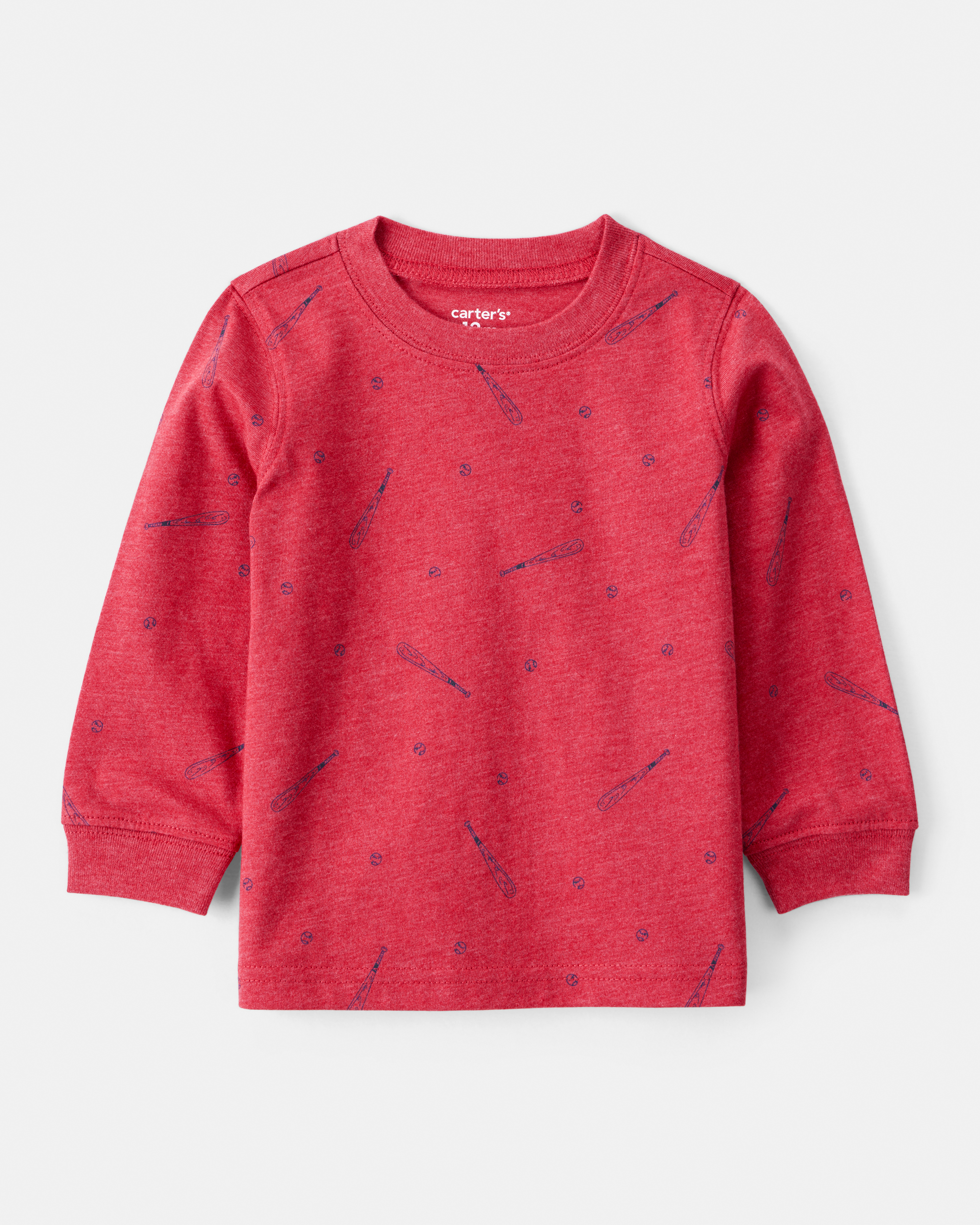 Baby Boy Baseball Print Long-Sleeve Tee - Red