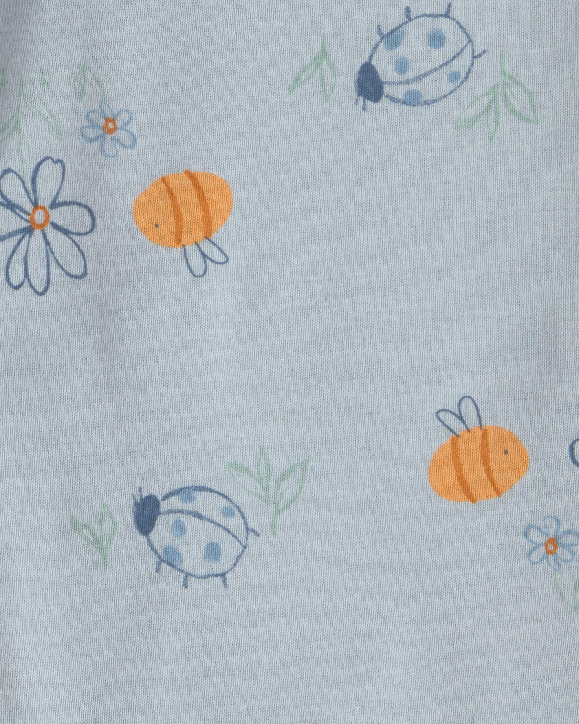 Baby Girl 4-Pack Bee Long-Sleeve Bodysuits - Yellow/Blue/Ivory