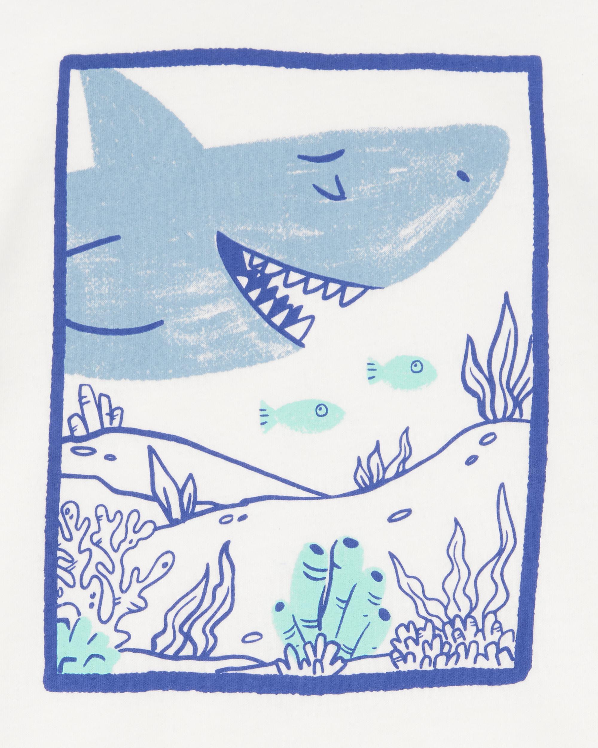 Toddler Boy Shark Short-Sleeve Graphic Tee - Ivory