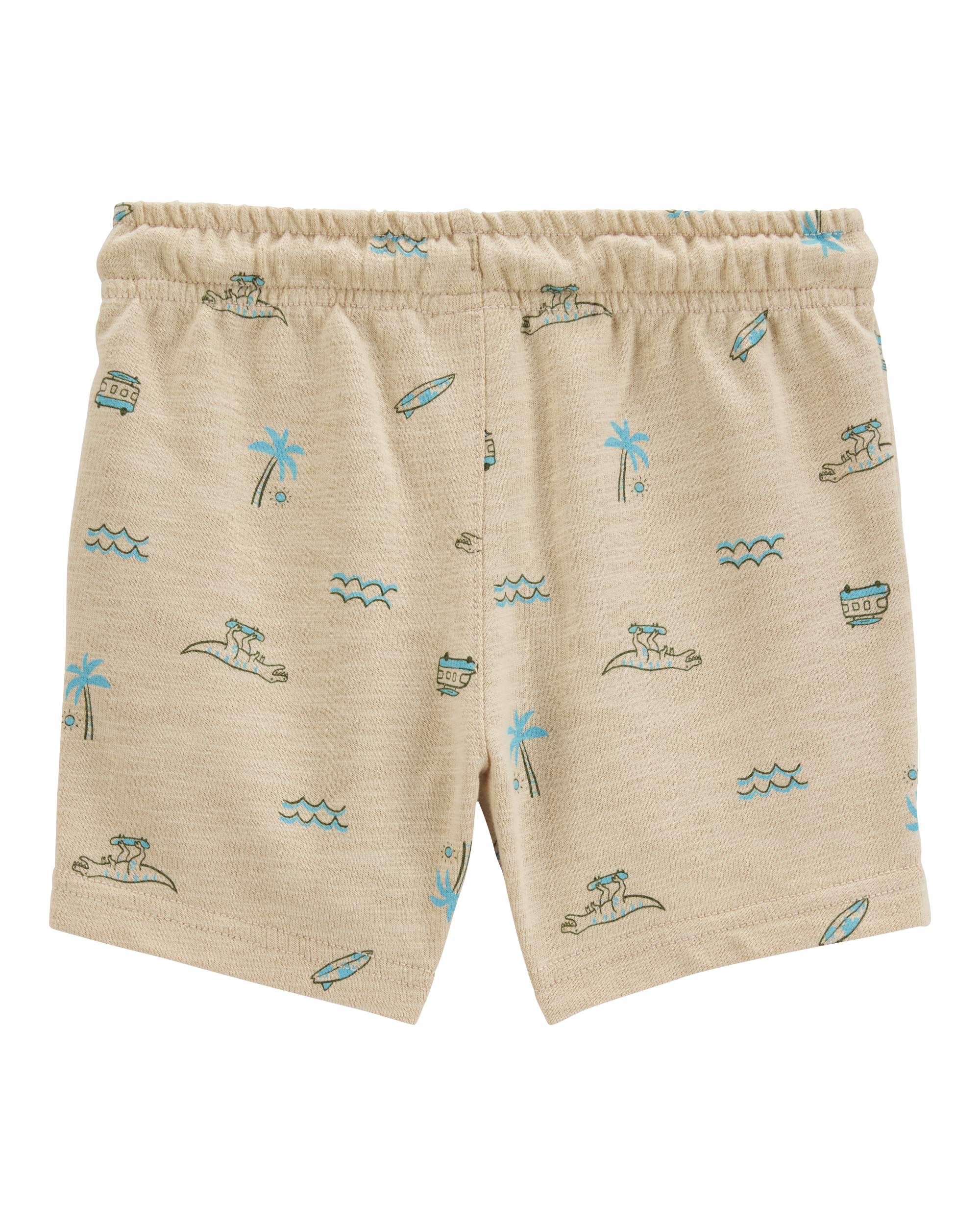 Baby Boy Beach Print Pull-On French Terry Shorts - Khaki