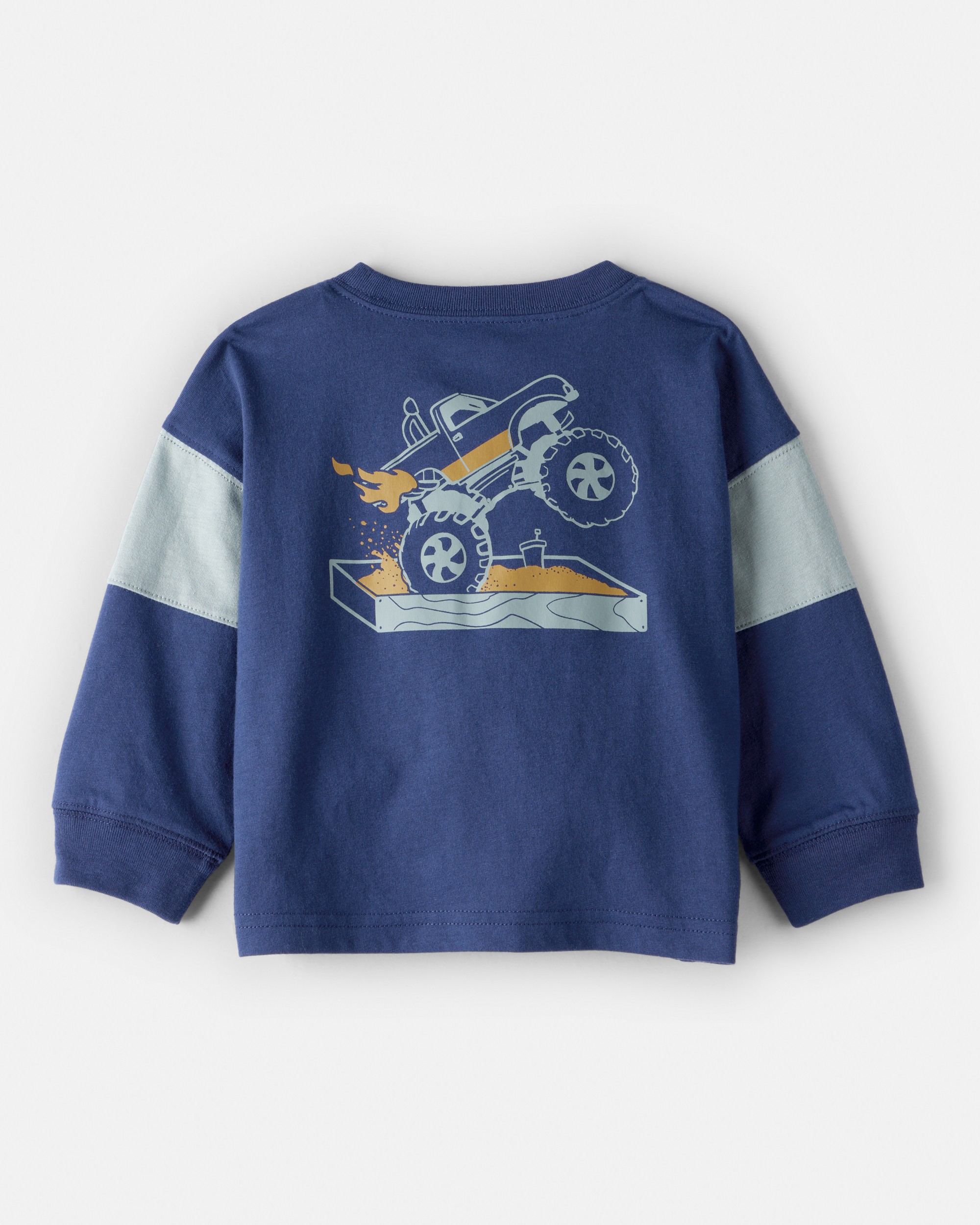 Baby Boy Monster Truck Long-Sleeve Graphic Tee - Navy