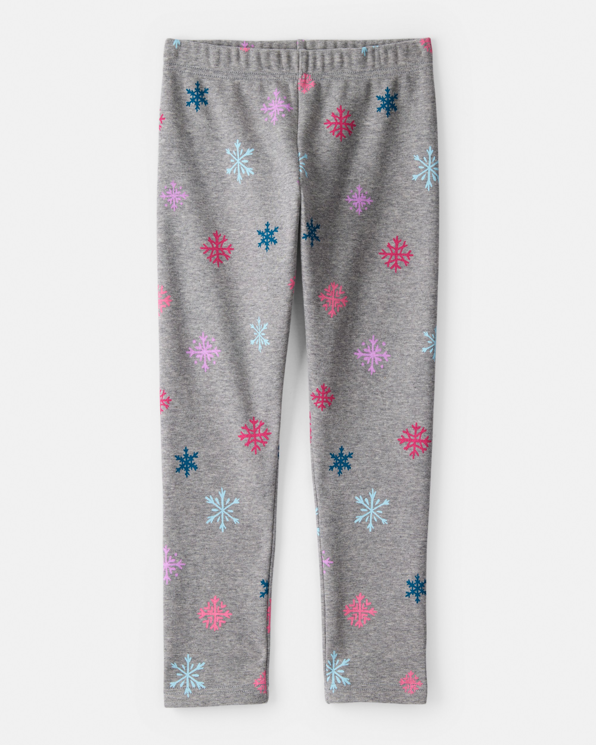 Girls Snowflake Pull-On Stretch Cozy Leggings - Grey