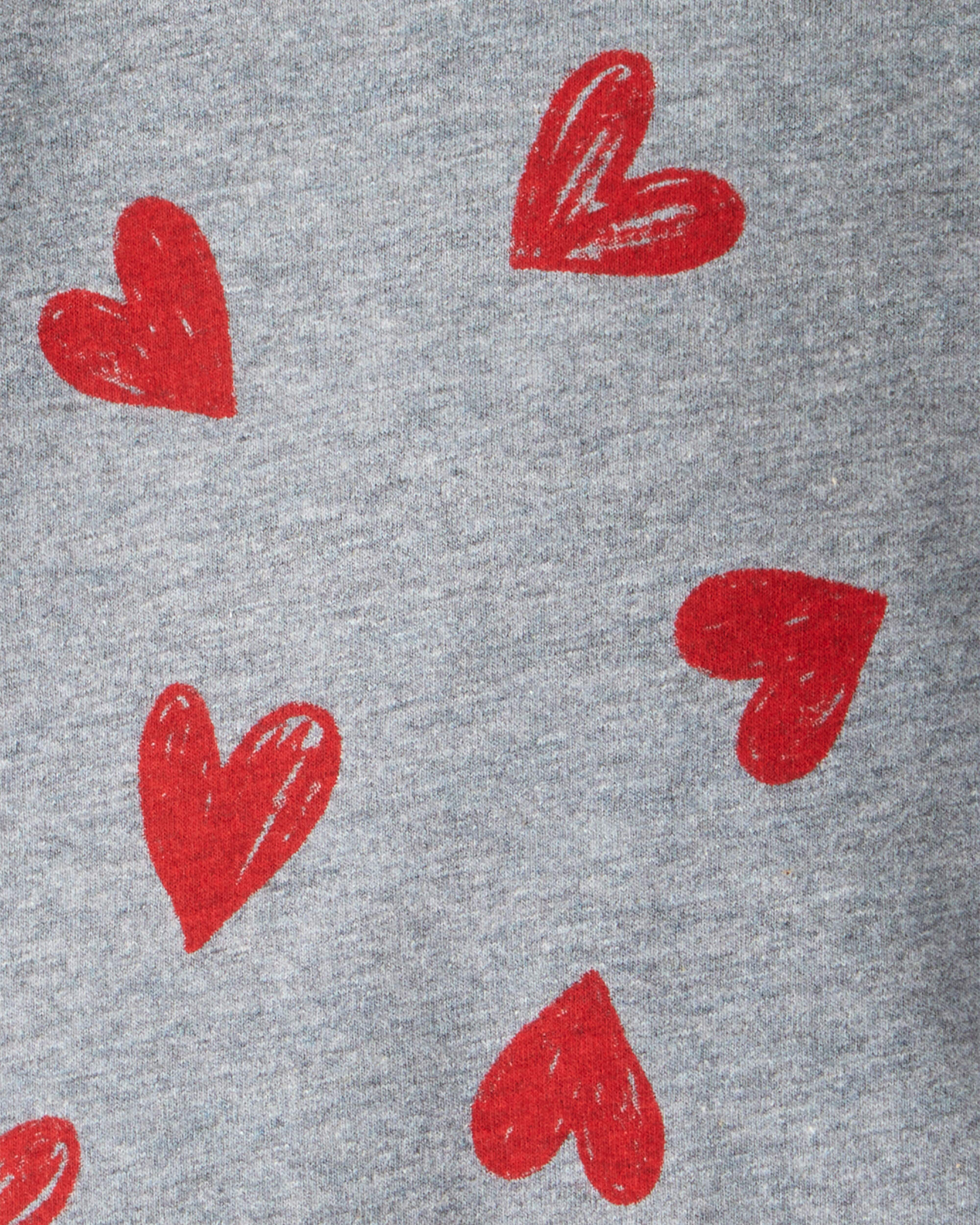 Baby Girl Heart Print Long-Sleeve Graphic Bodysuit - Grey