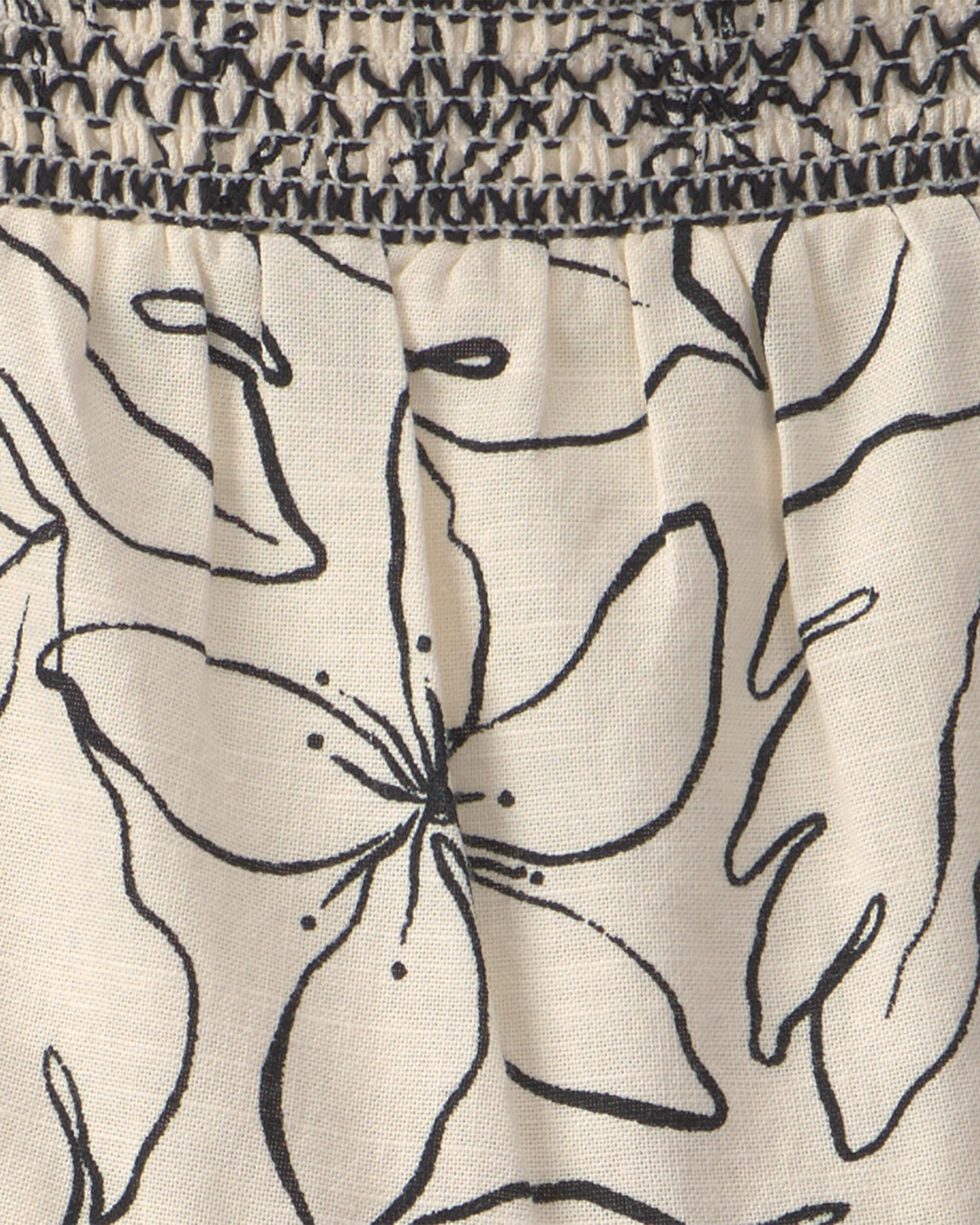 Toddler Girl Floral Sleeveless Dress - Cream/Black