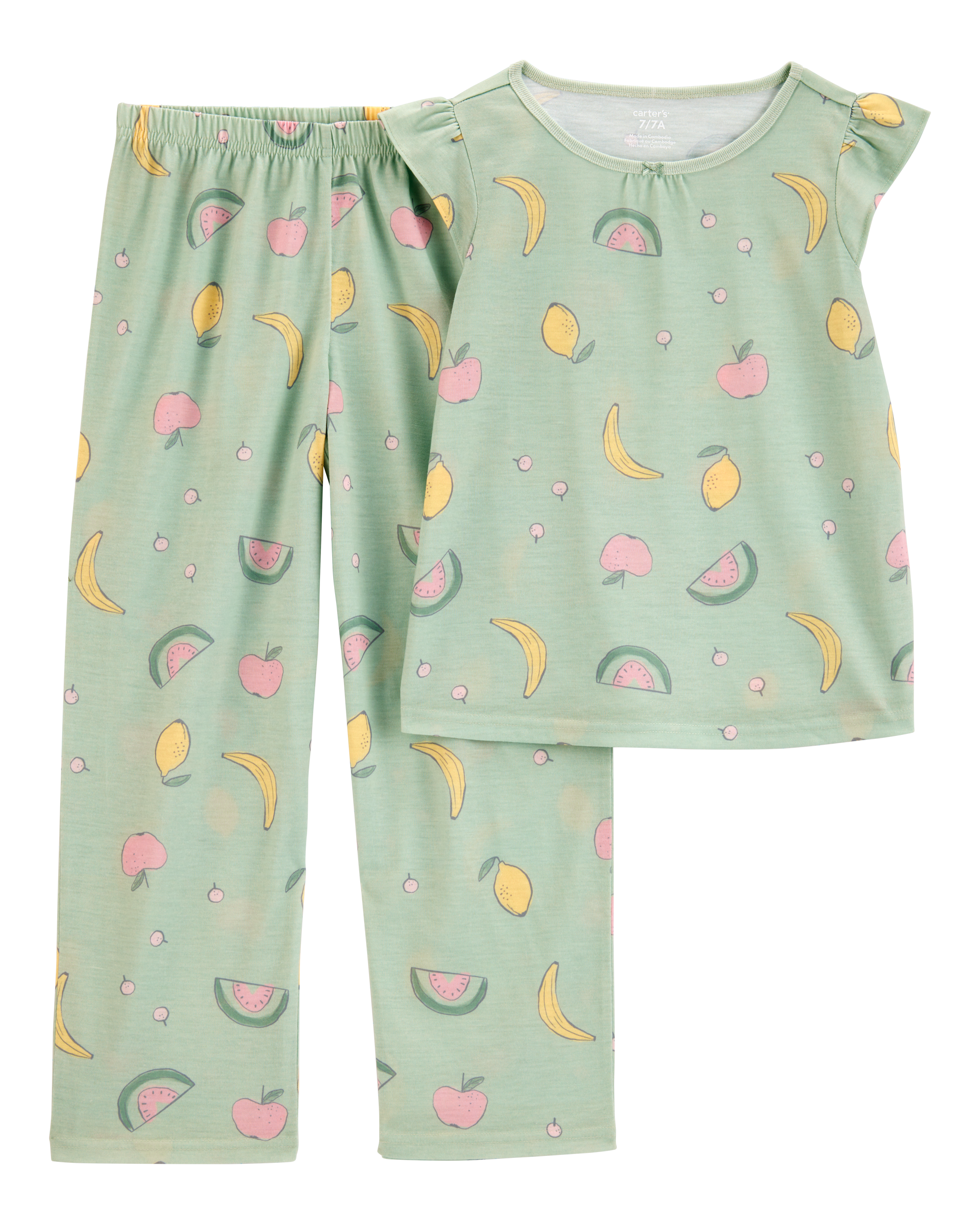 Girls Fruit Loose Fit 2-Piece Pyjamas - Green