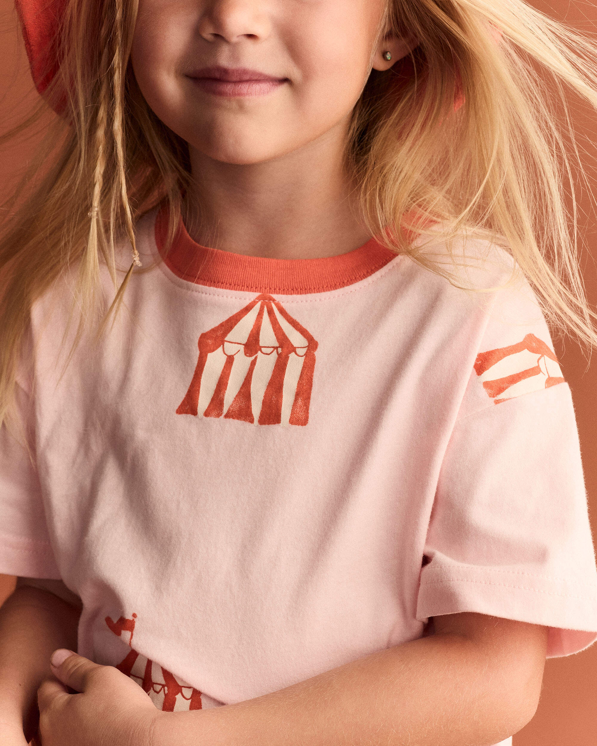 Toddler Girl Relaxed Graphic Tee Big Top Print - Light Pink