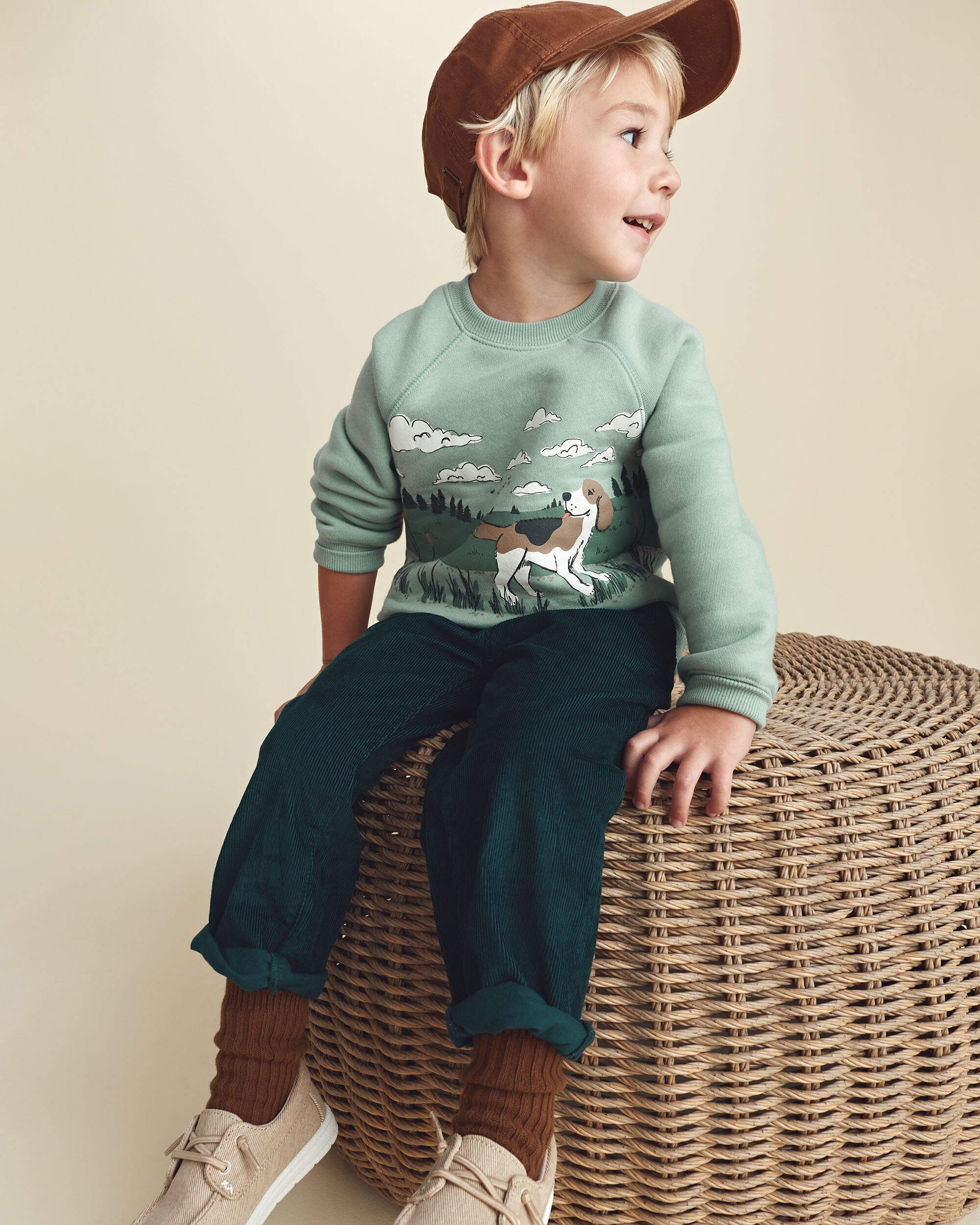Toddler Boy Dog Fleece Pullover Sweatshirt - Green