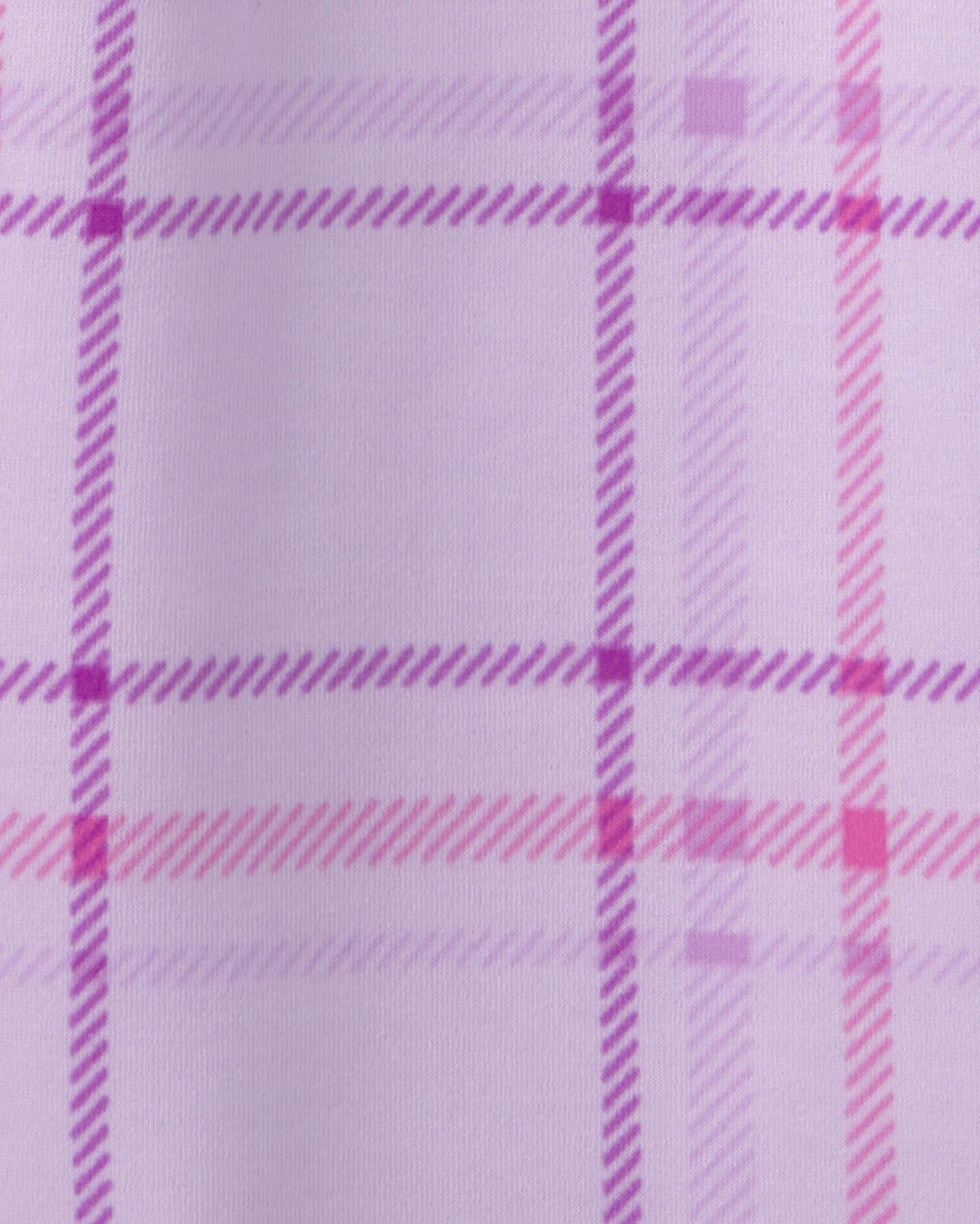 Girls 2-Piece 'Snow Day' Plaid Fleece Loose Fit Pyjama Set - Purple