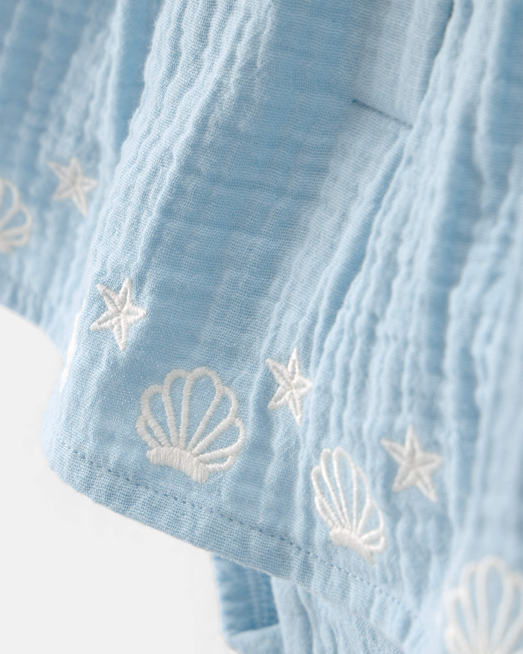 Baby Girl Embroidered Sleeveless Bodysuit Dress - Blue
