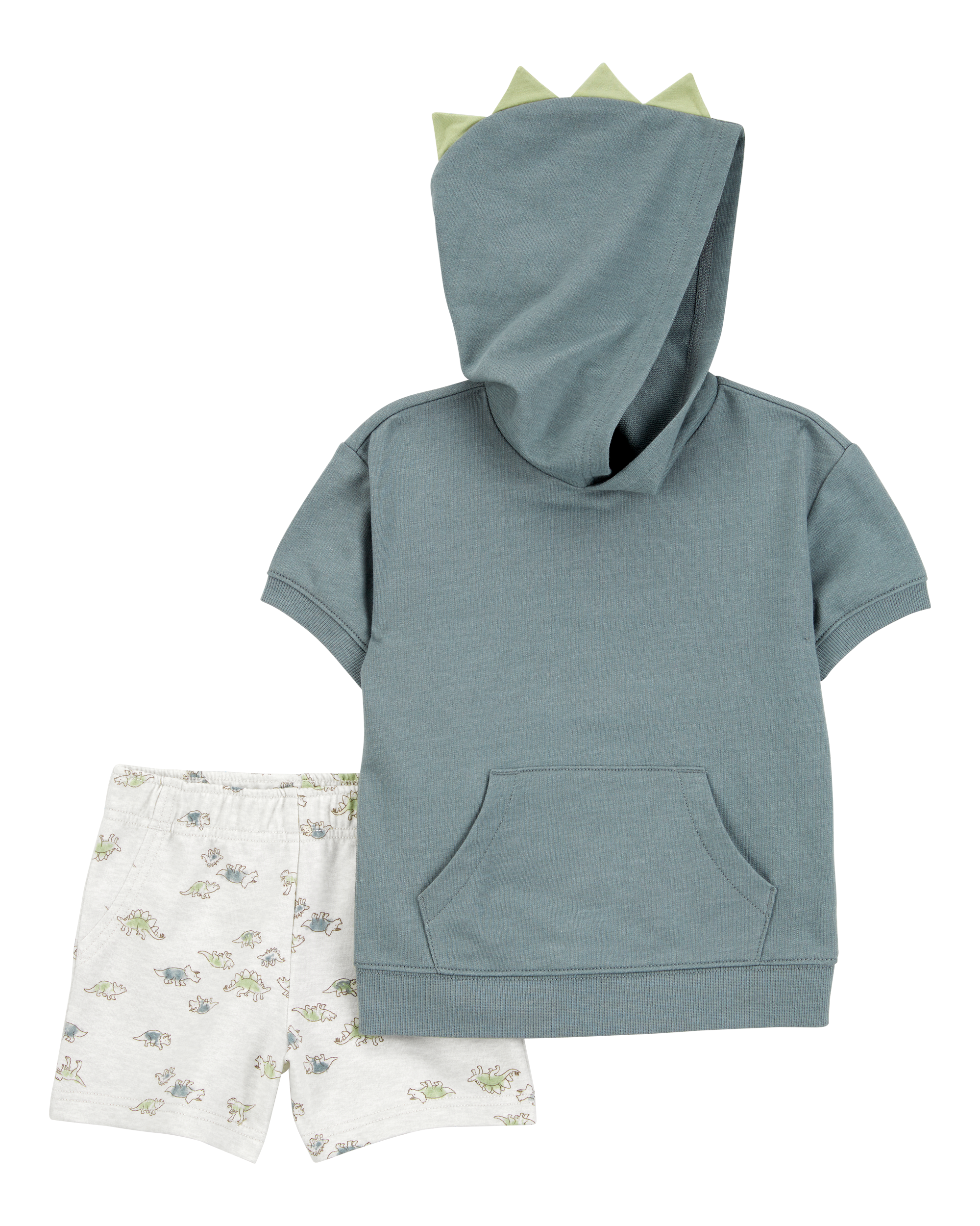 Baby 2-Piece Dinosaur Hooded Outfit Set - Green/Grey