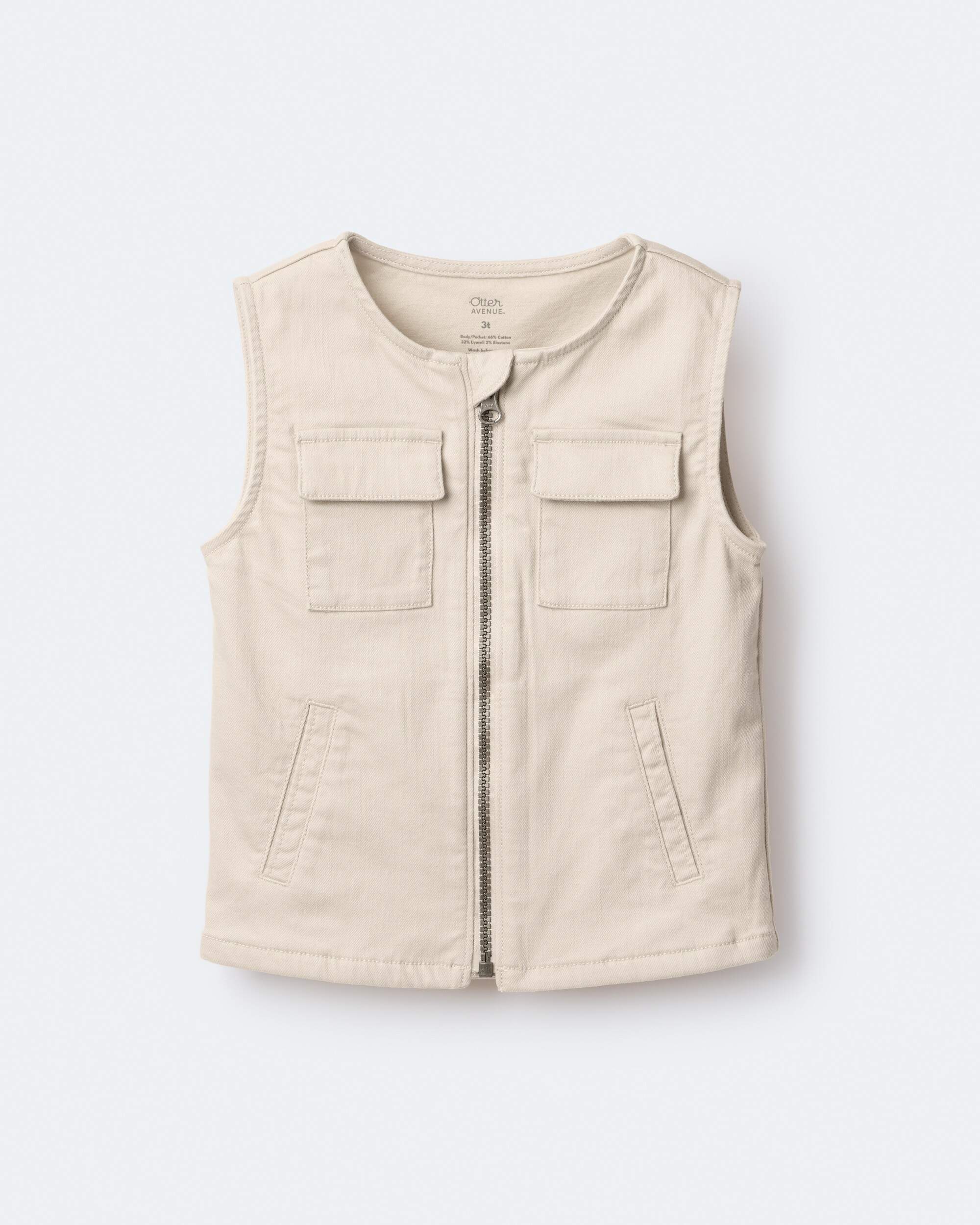 Toddler Zip-Up Vest - Khaki