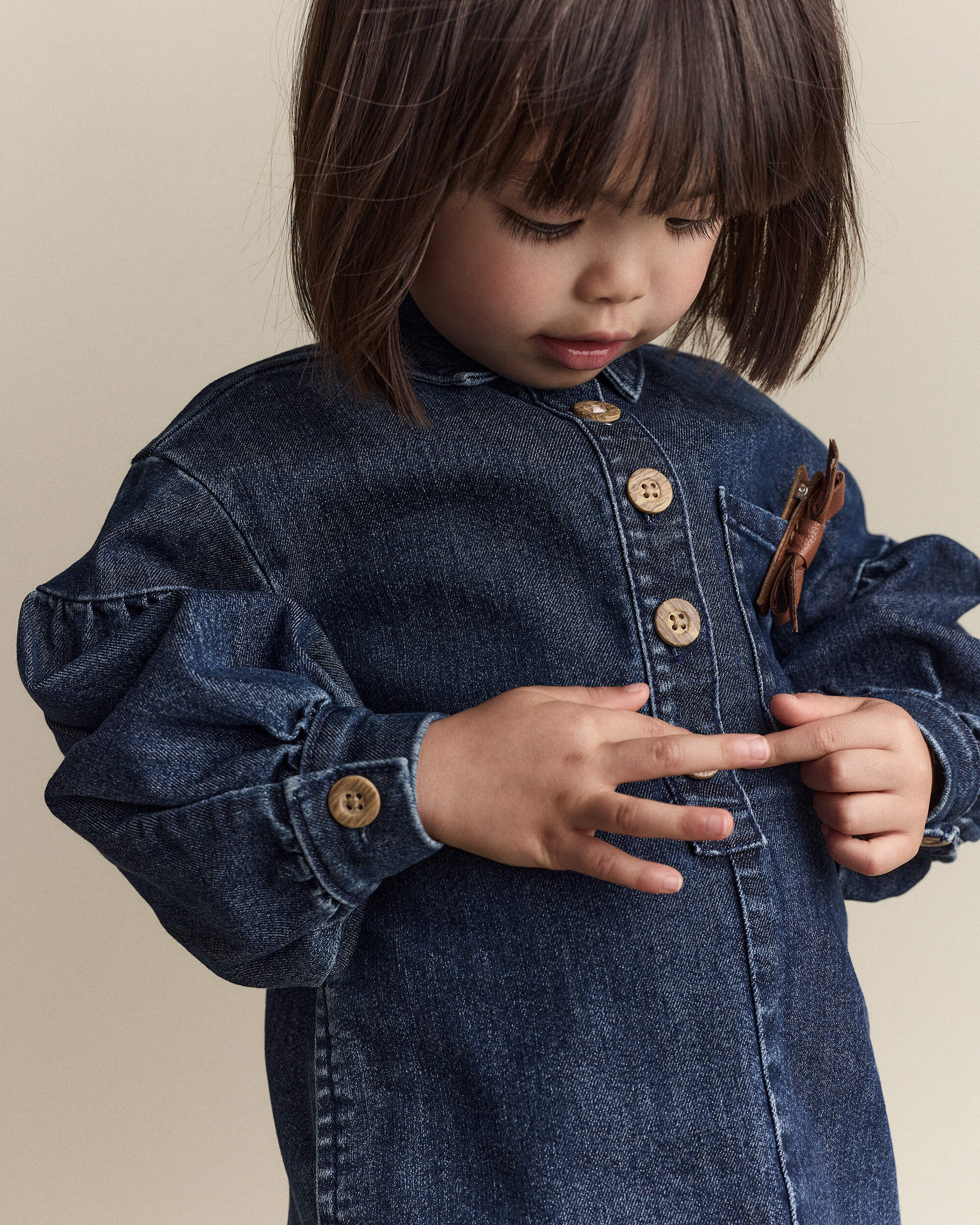 Toddler Girl Puff-Sleeve Denim Dress - Blue
