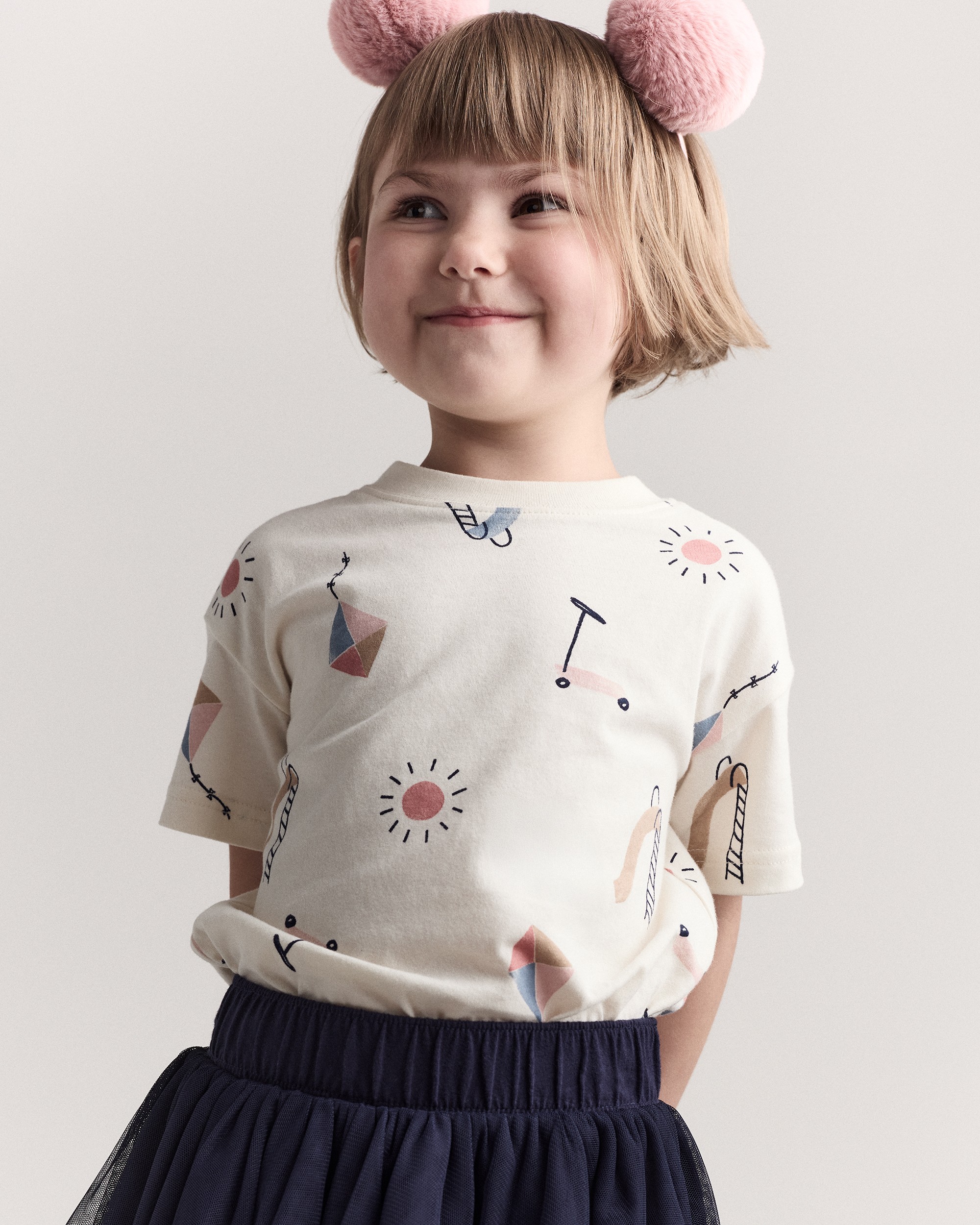 Toddler Short-Sleeve Relaxed Graphic Tee Park Day Print - Cream
