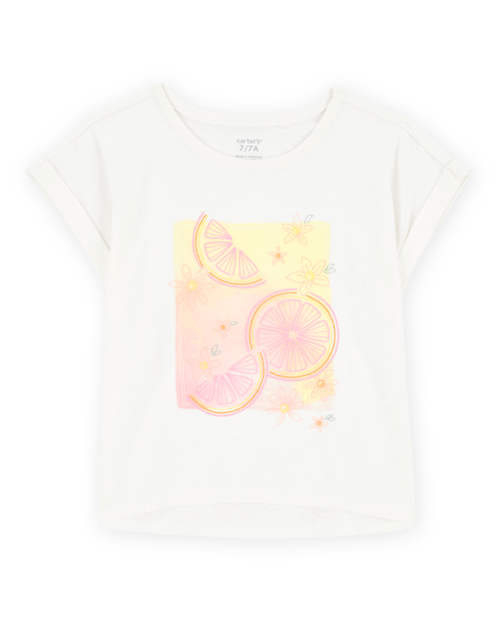 Kid Short-Sleeve Lemon Fashion Top - Ivory