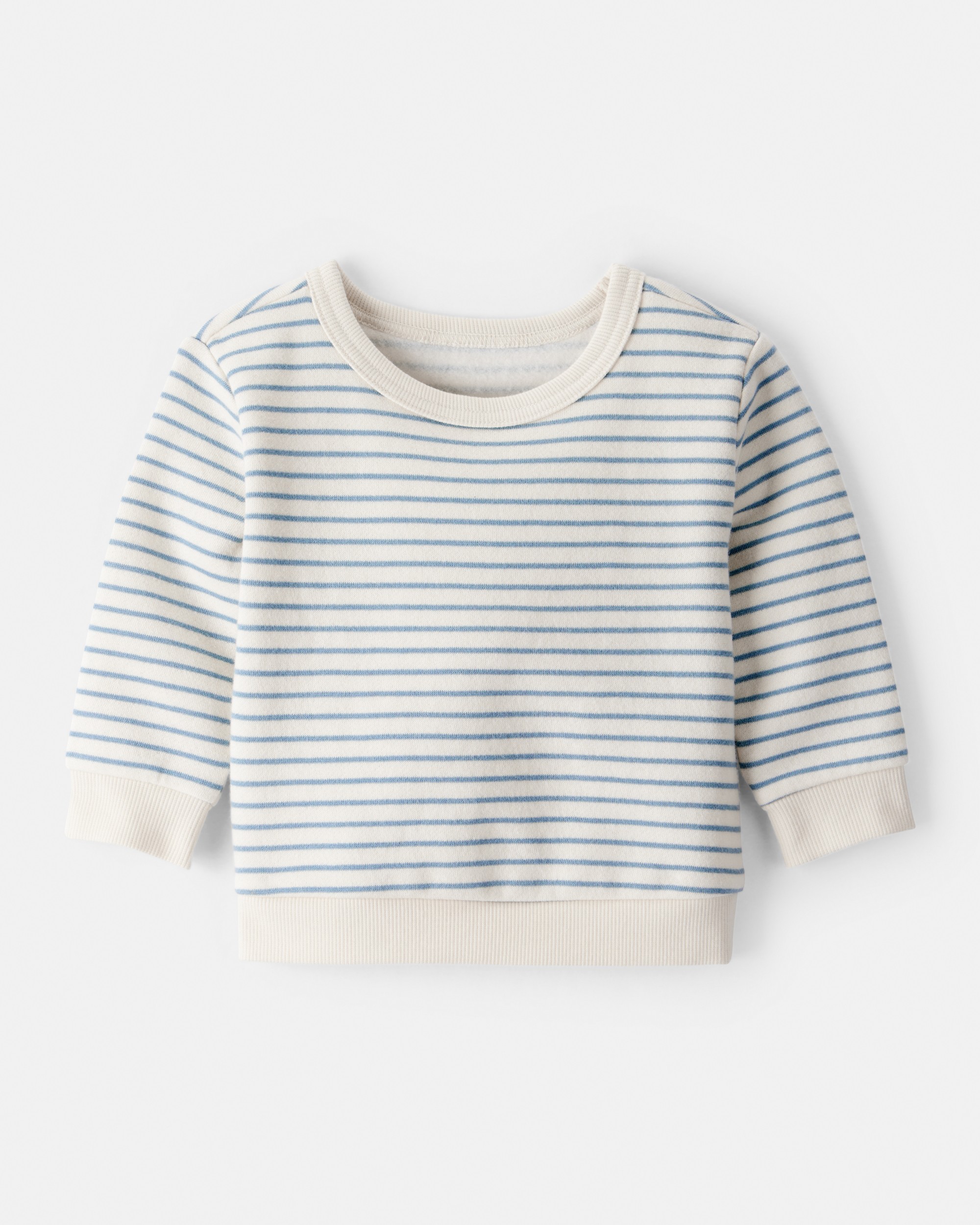 Baby Boy Stripe Fleece Pullover Sweatshirt - Blue