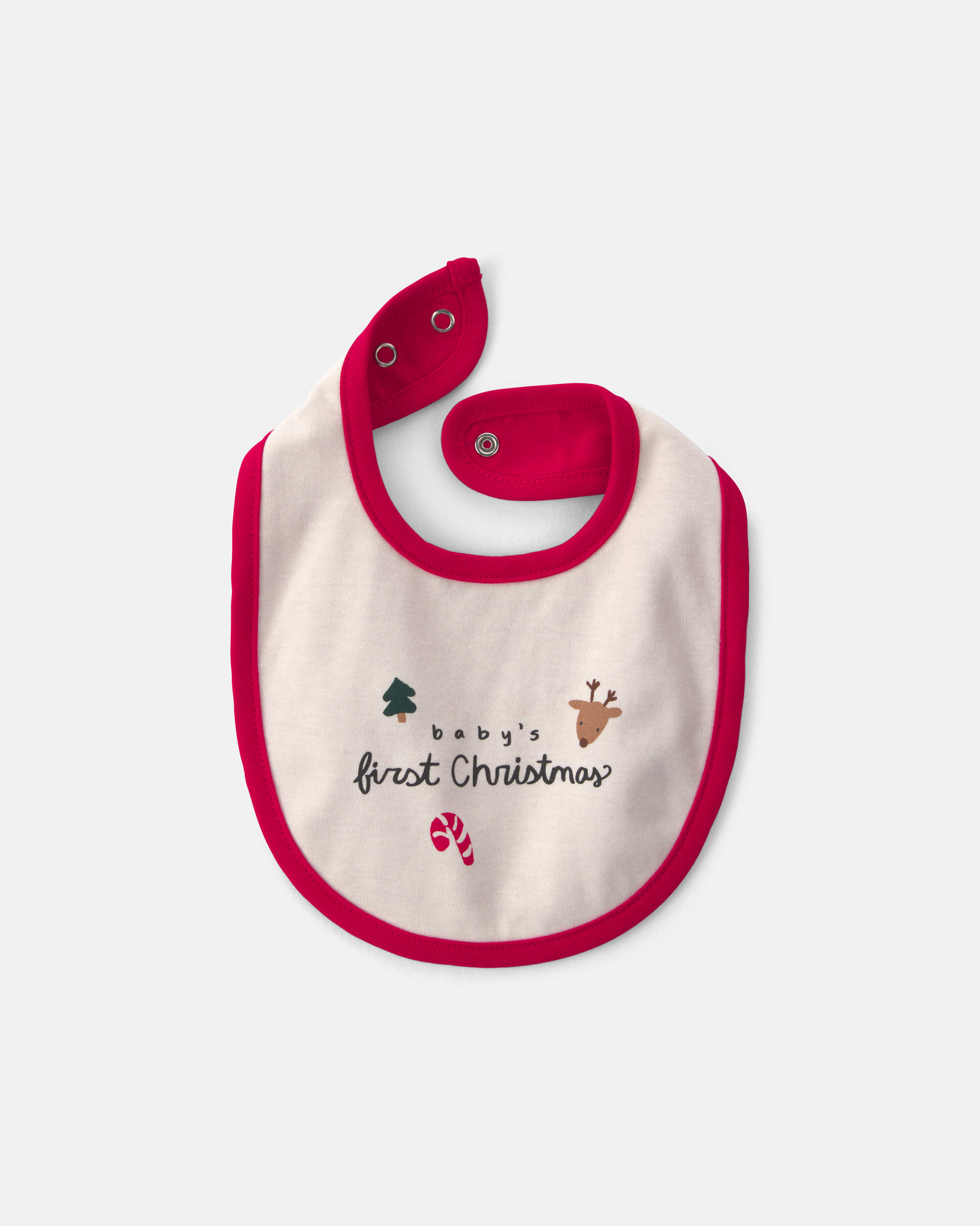 Baby 'Baby's First Christmas' Bib - Red/Cream