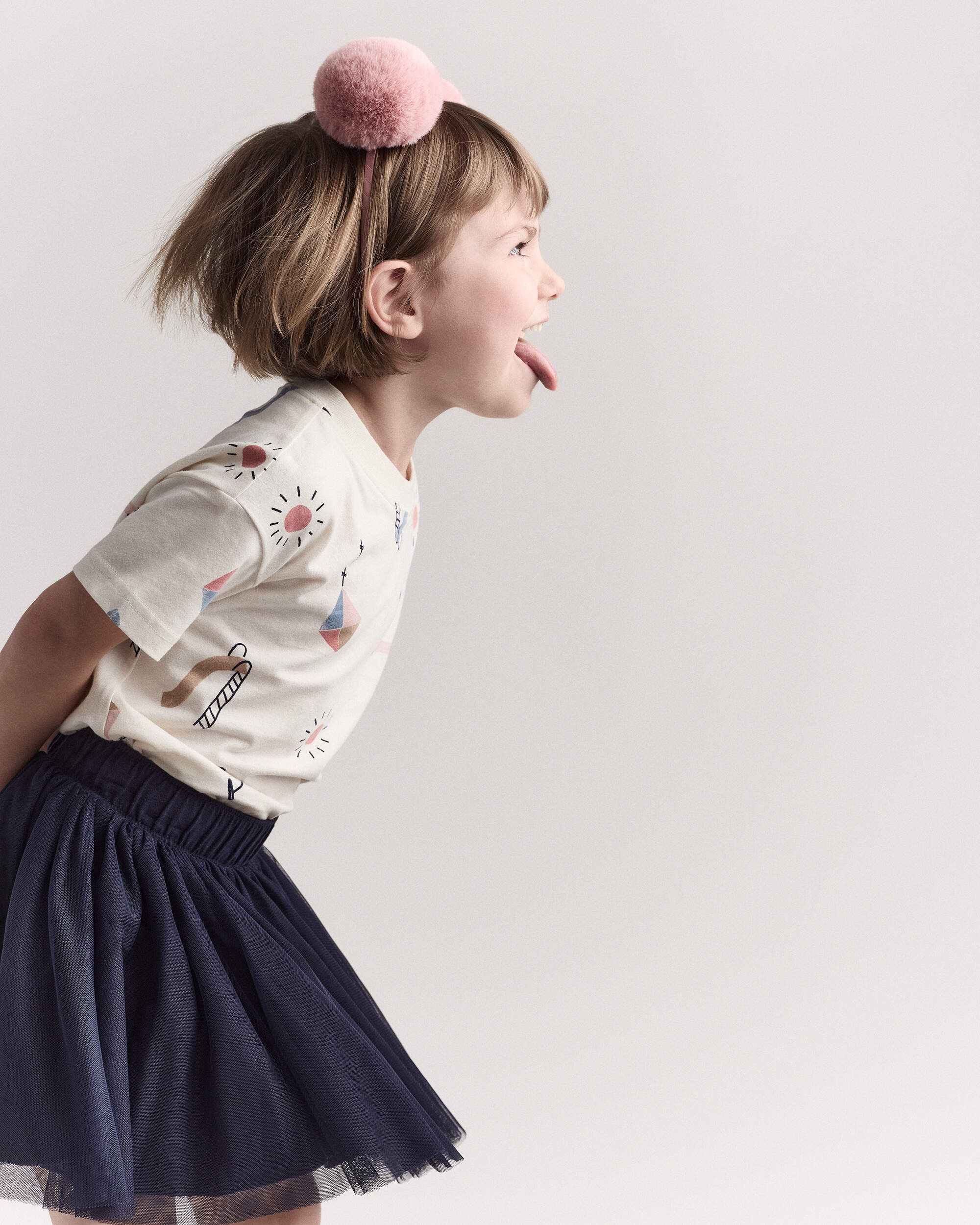 Toddler Girl Furry Pom Pom Headband - Rose