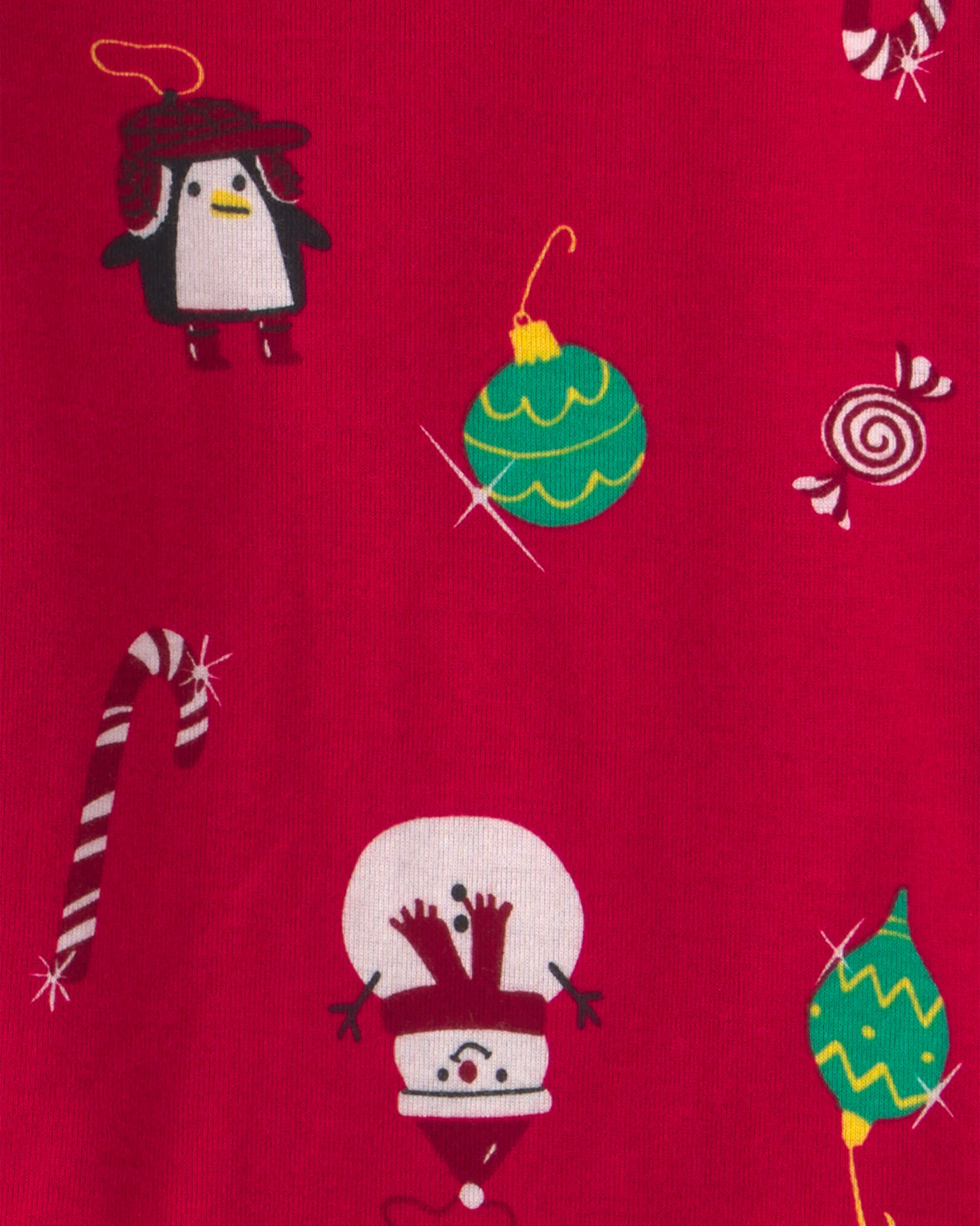 Baby 2-Piece Christmas Penguin Snug Fit Pyjama Set - Red