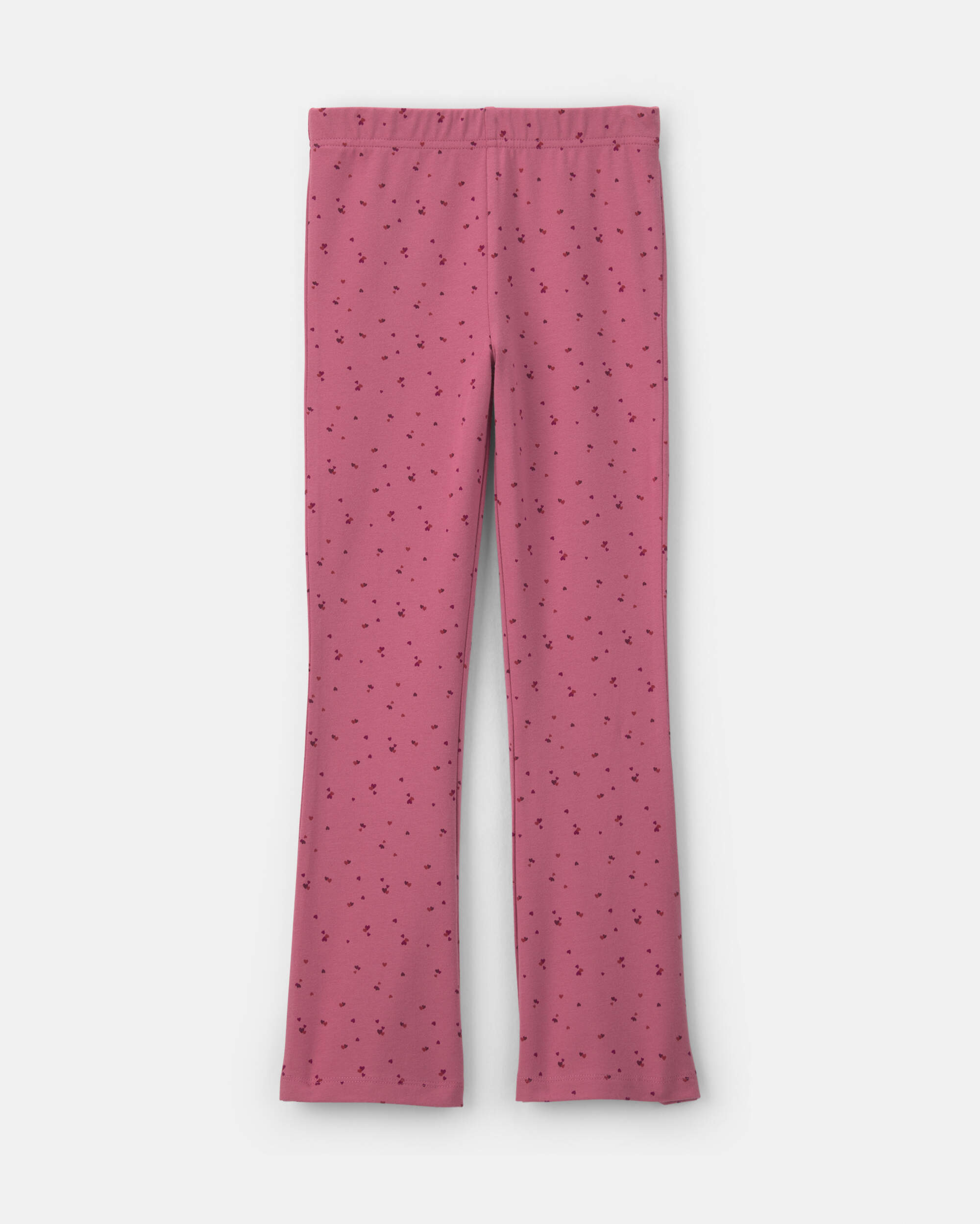 Girls Heart Cotton Pull-On Stretch Flare Leggings - Pink