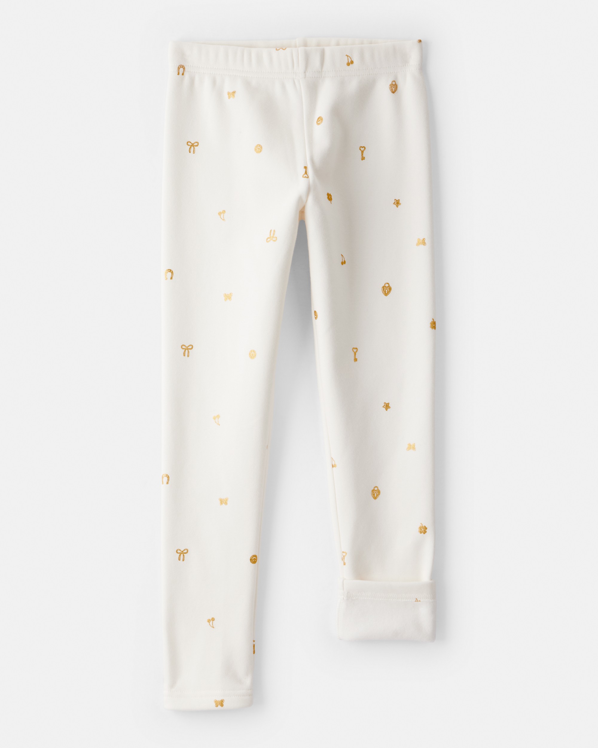 Girls Star Pull-On Stretch Cozy Leggings - Cream