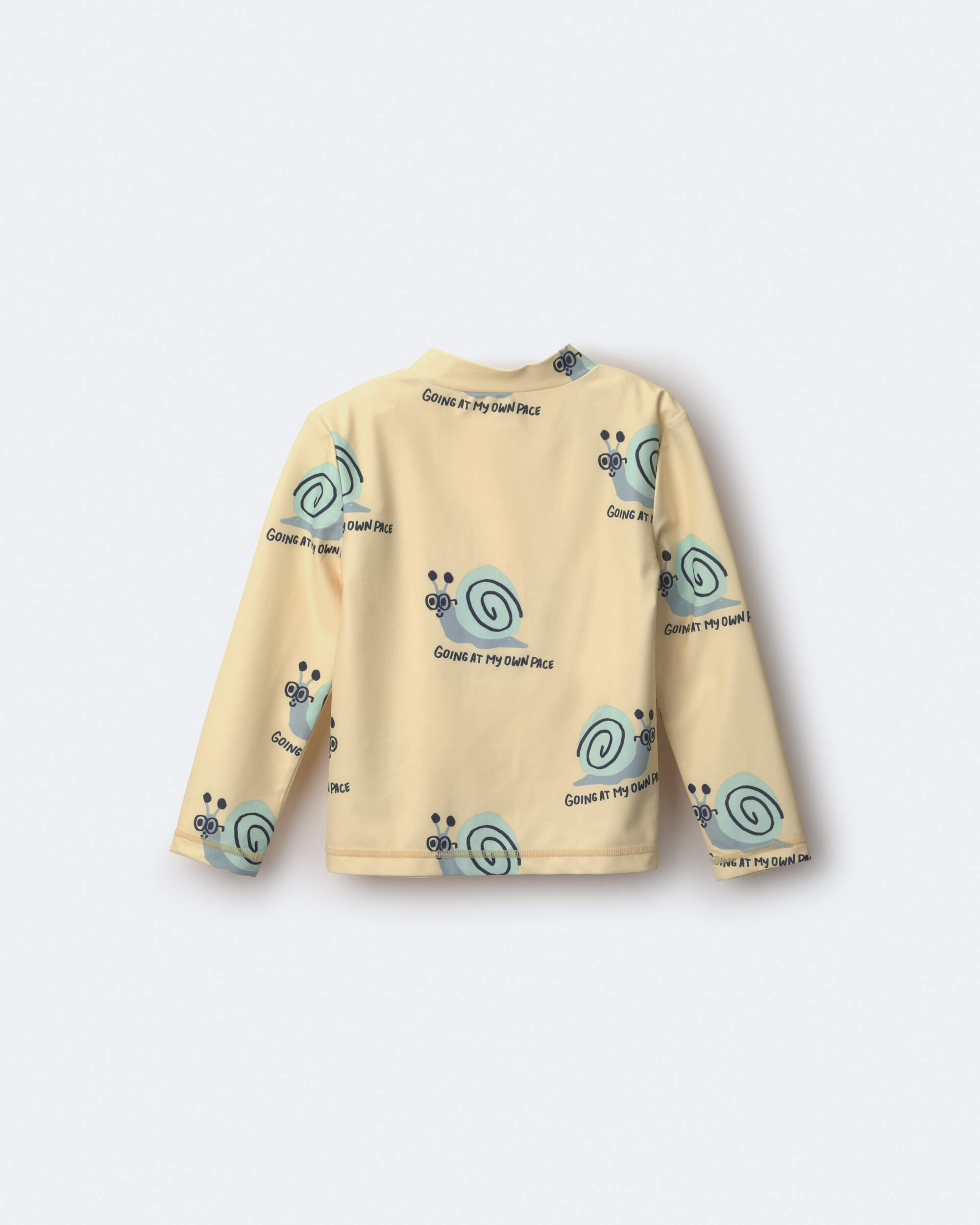 Toddler Half-Zip Long-Sleeve Rashguard Snail Print- Yellow