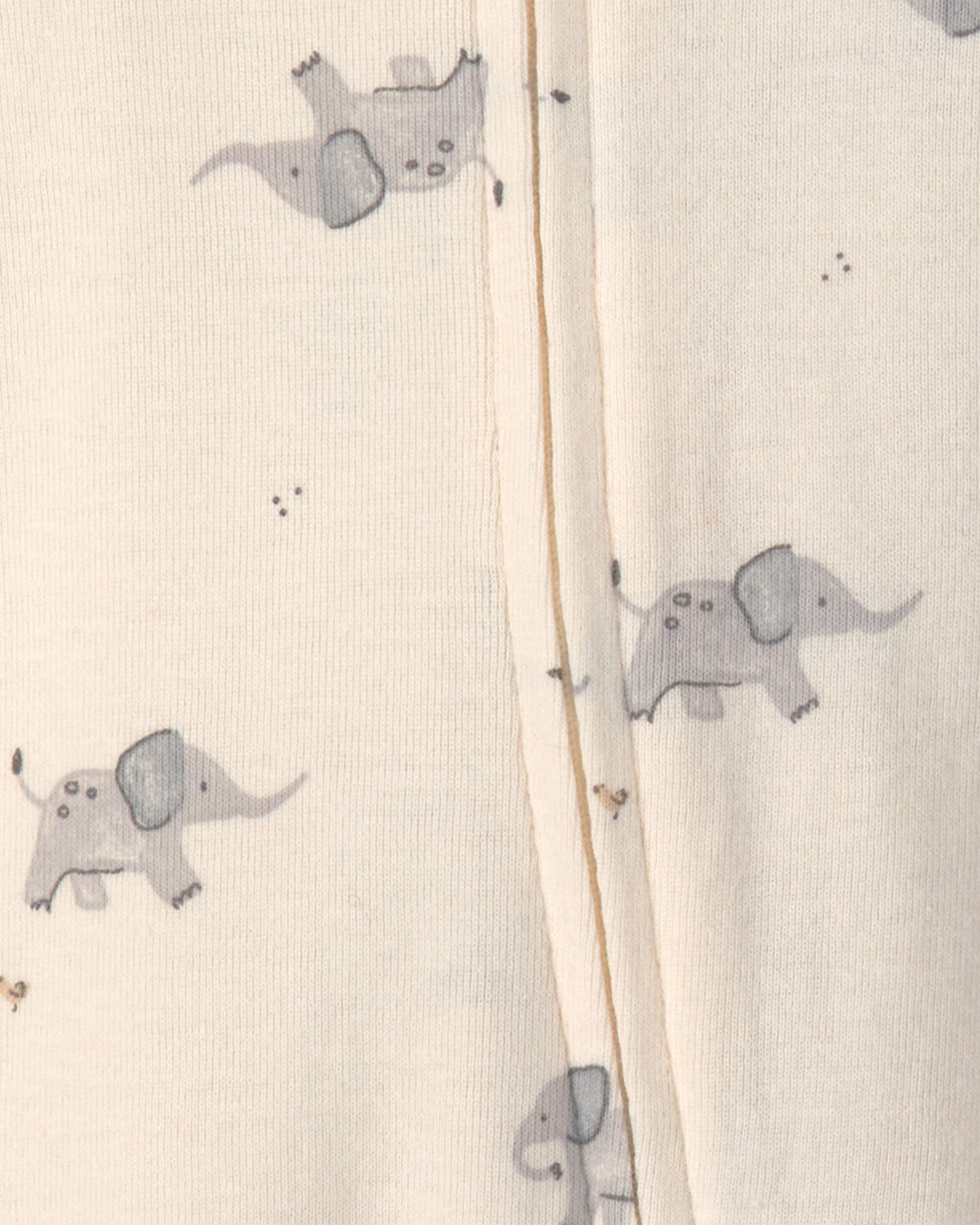 Baby 2-Pack Elephant Striped 100% Cotton 2-Way Zip Sleepers - Grey/Cream