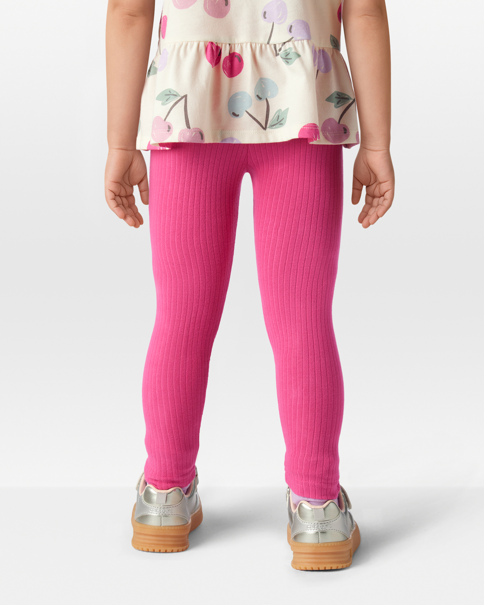 Toddler Girl Cotton Solid Stretch Leggings - Pink