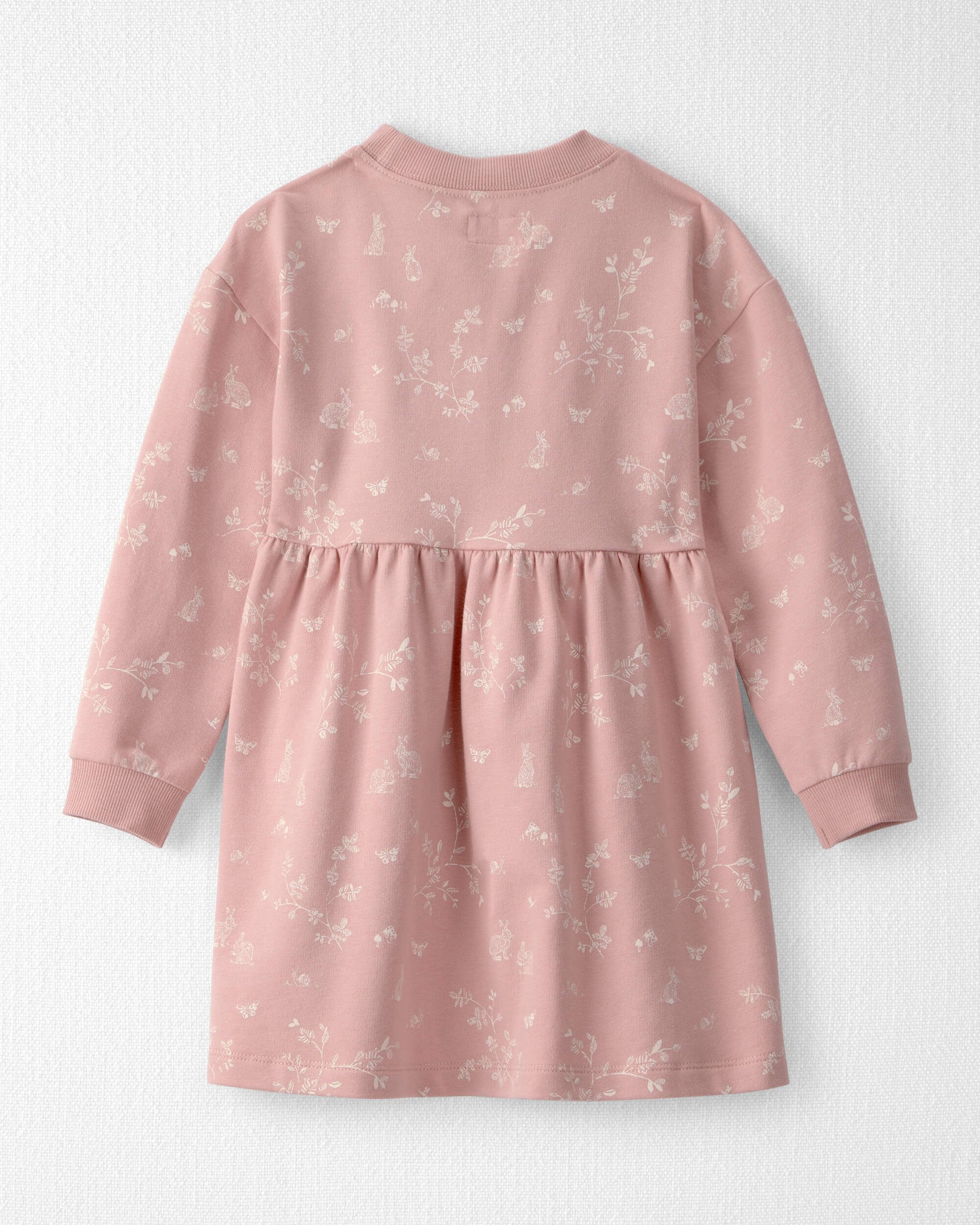 Toddler Girl Organic Cotton Dress Pink Bunnies Print