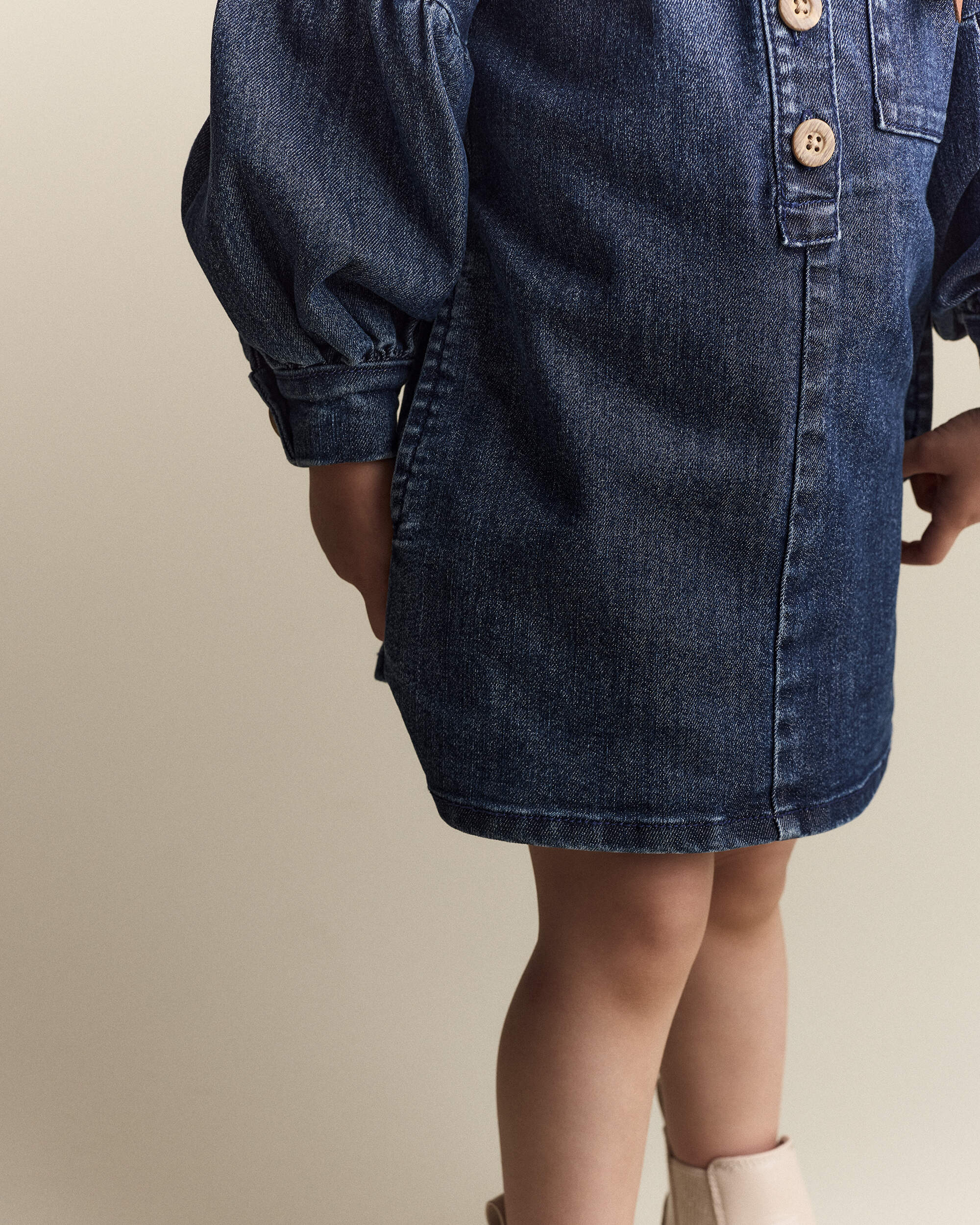 Toddler Girl Puff-Sleeve Denim Dress - Blue