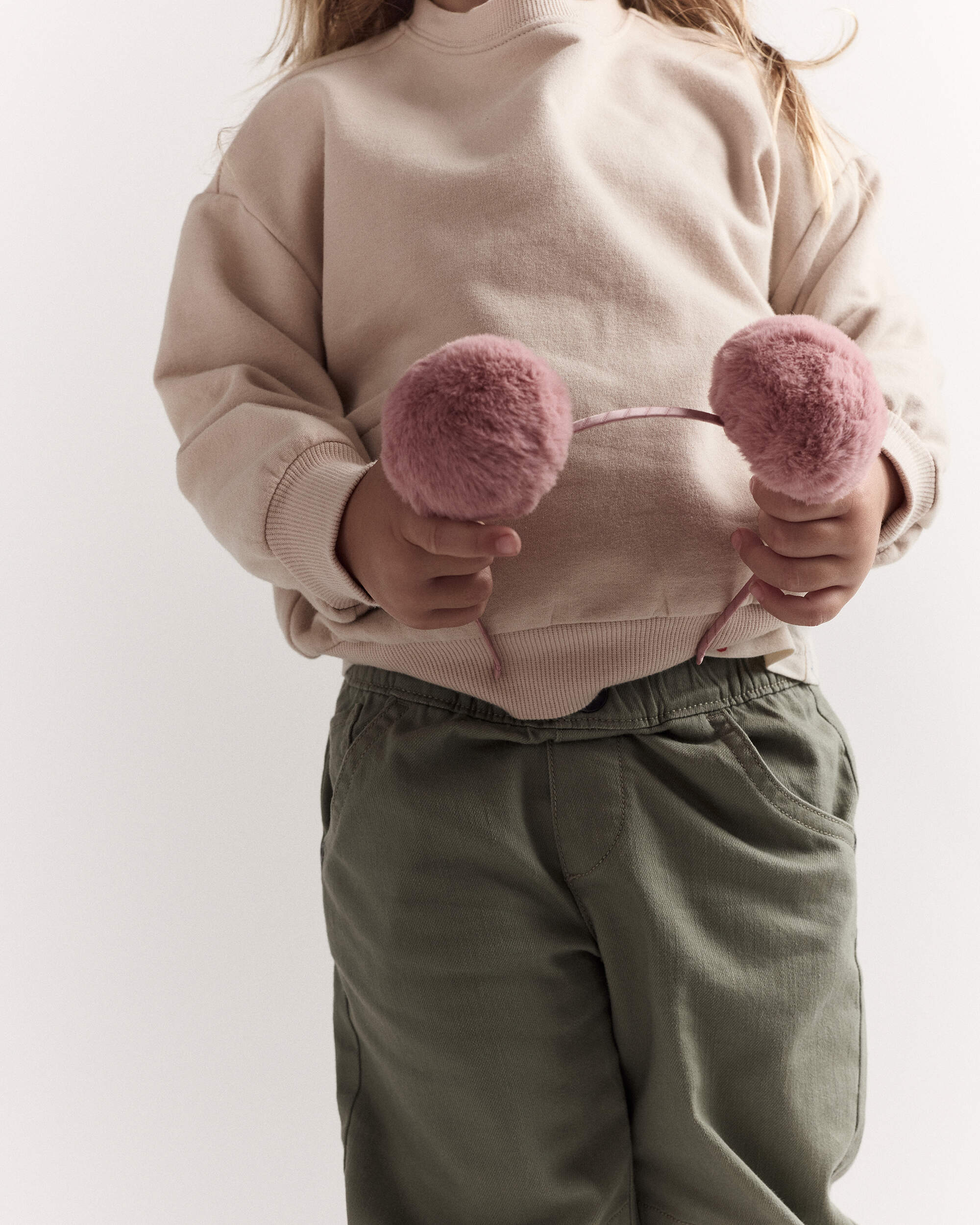 Toddler Girl Furry Pom Pom Headband - Rose