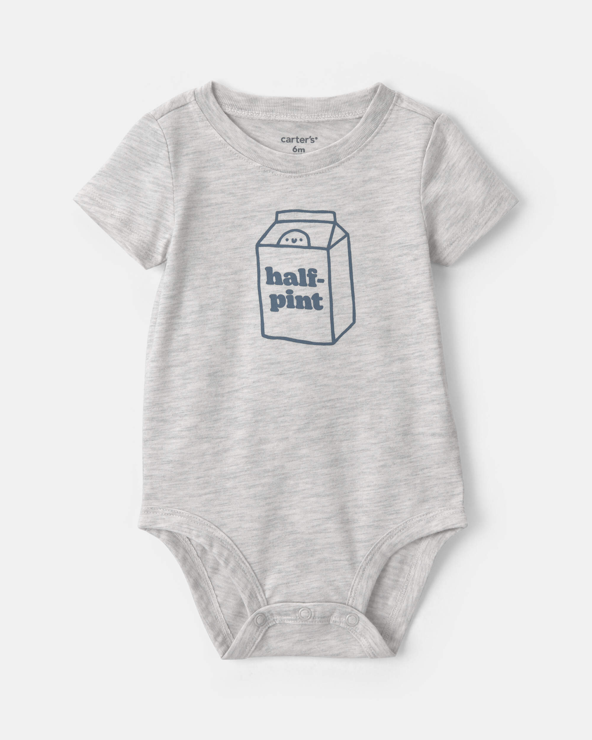 Baby Boy 'Half Pint' Milk Short-Sleeve Graphic Bodysuit - Grey