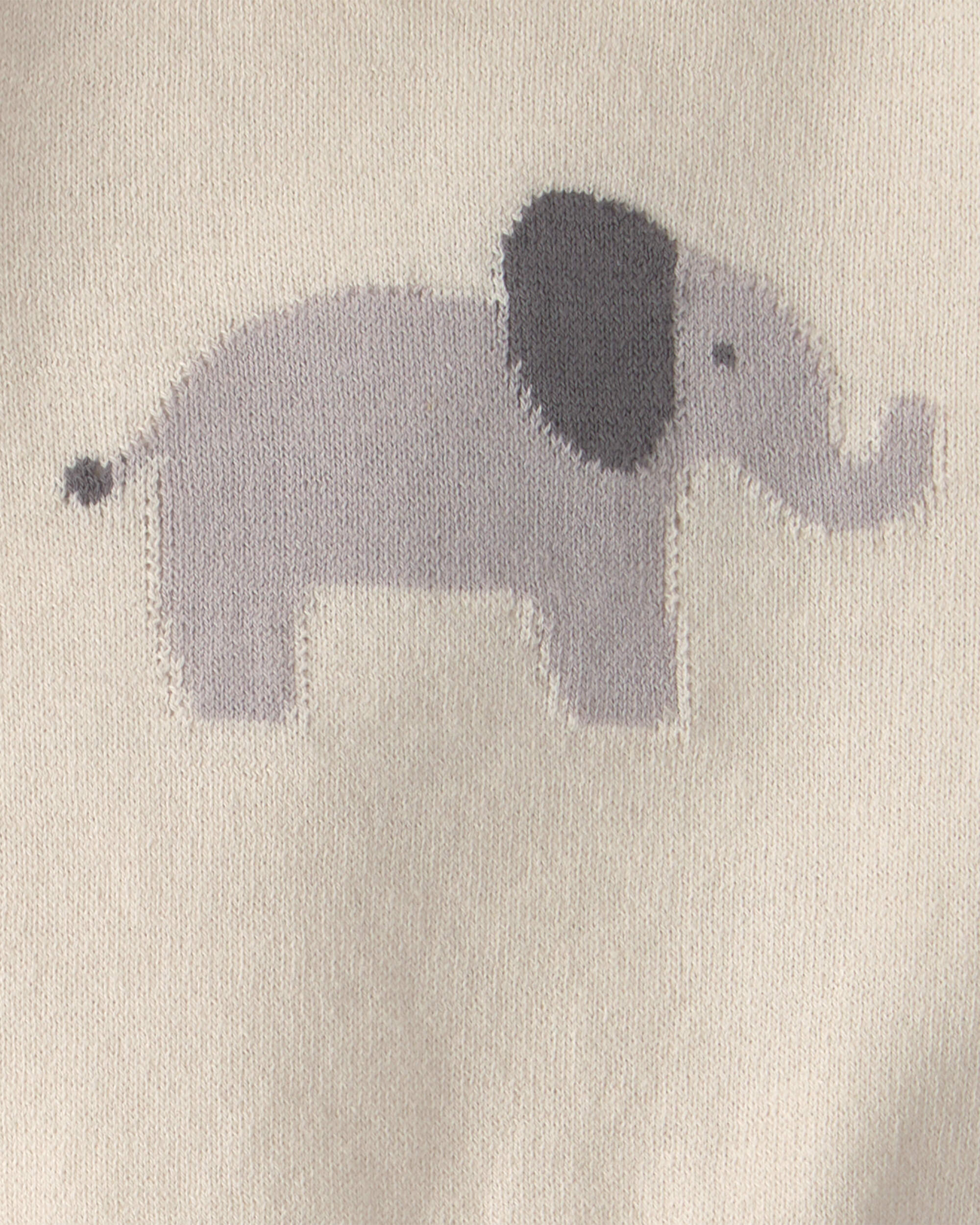 Baby 2-Piece Elephant Short-Sleeve Sweater Top & Short Set - Cream