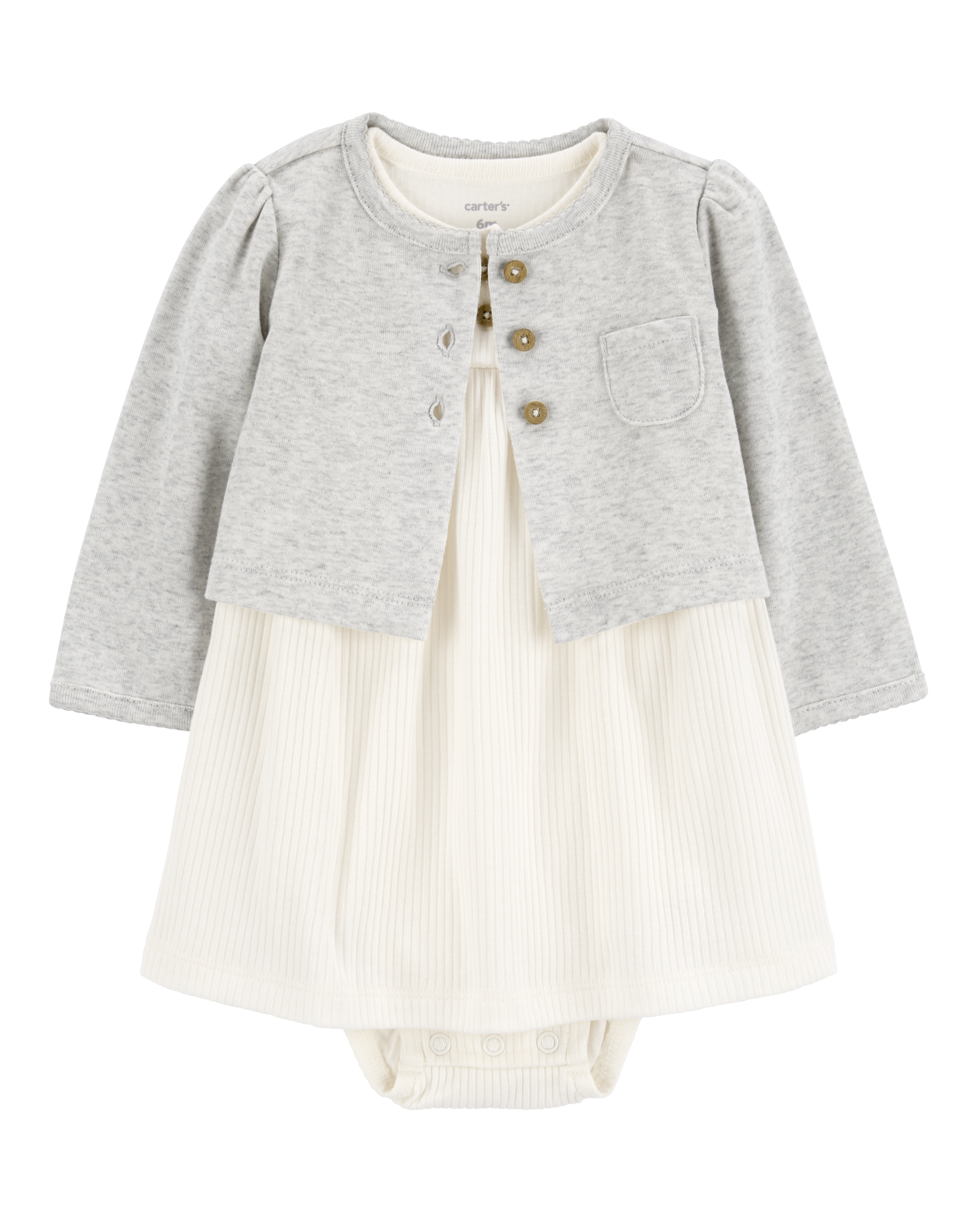 Baby Girl 2-Piece Bodysuit Dress & Cardigan Set
